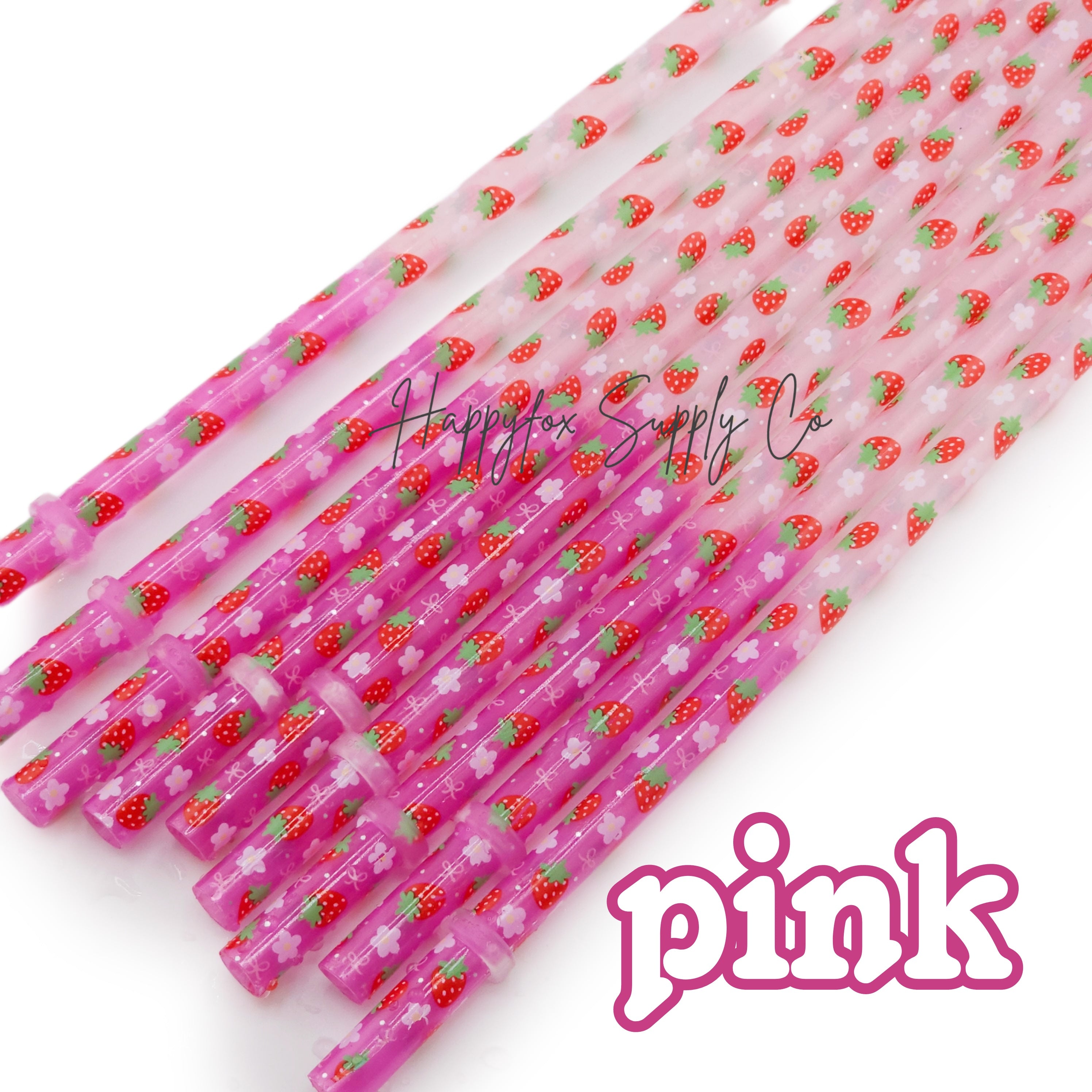 12" Strawberry Coquette Straws