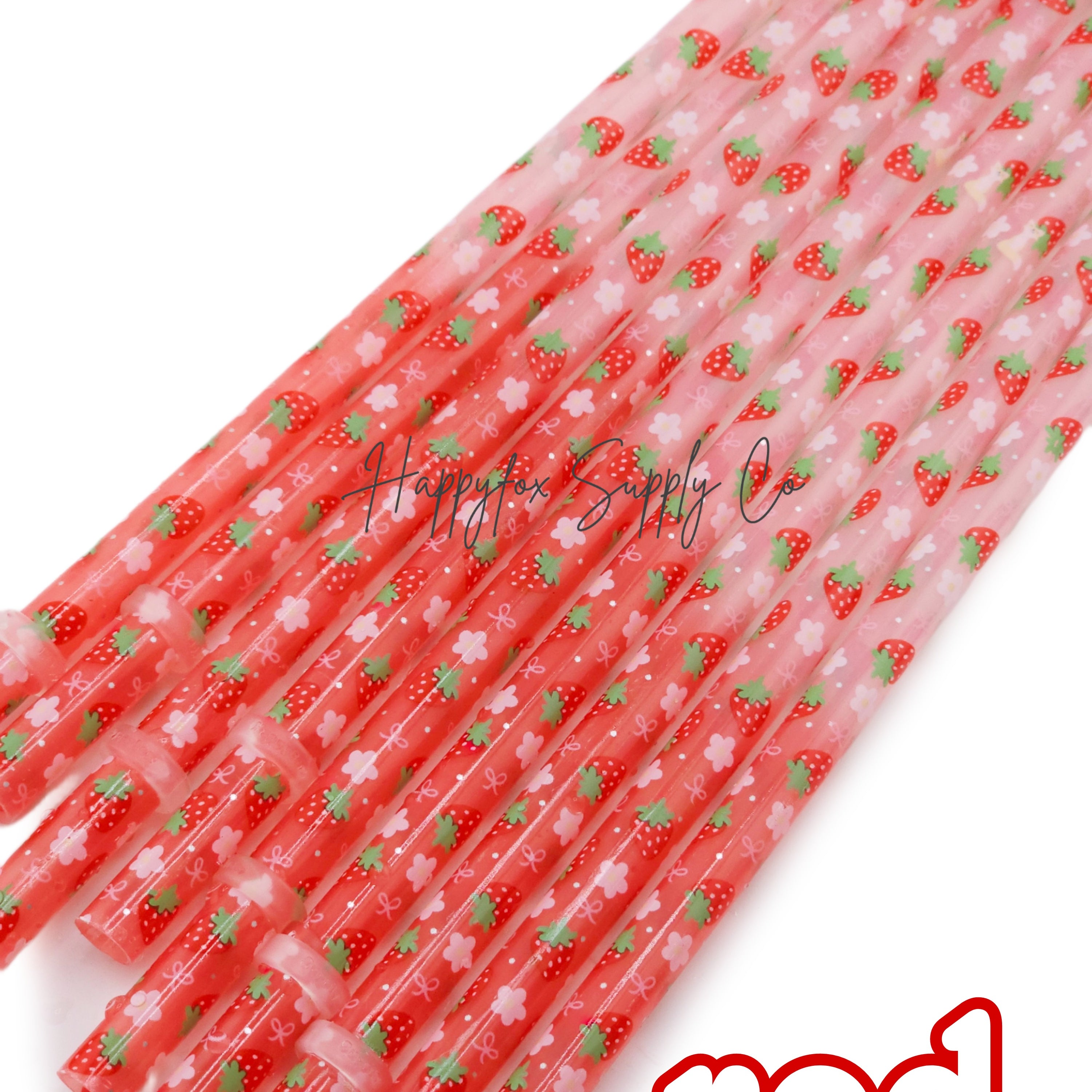 12" Strawberry Coquette Straws