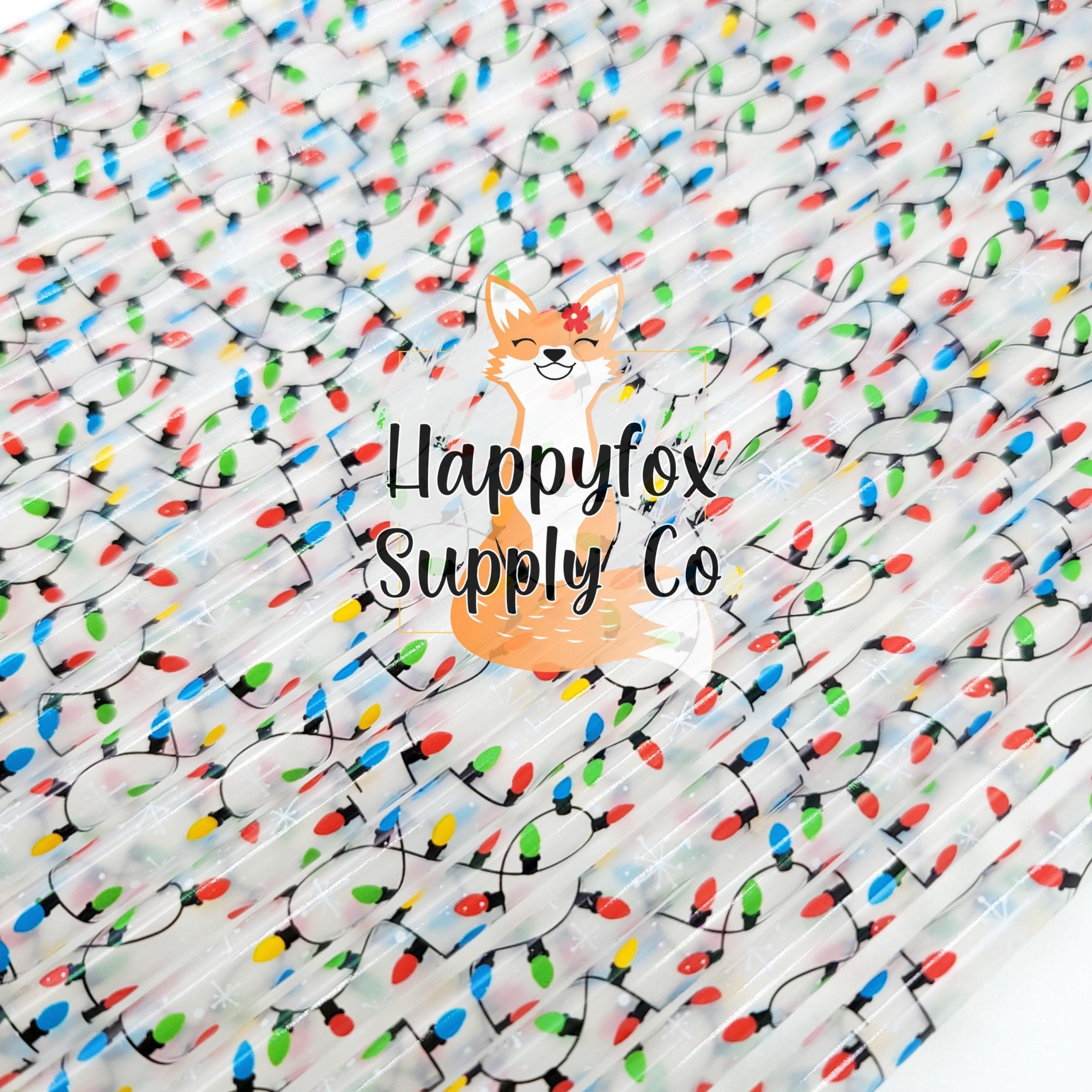 10" Reusable Plastic Holiday Lights Print Straws - Happyfox Supply Co