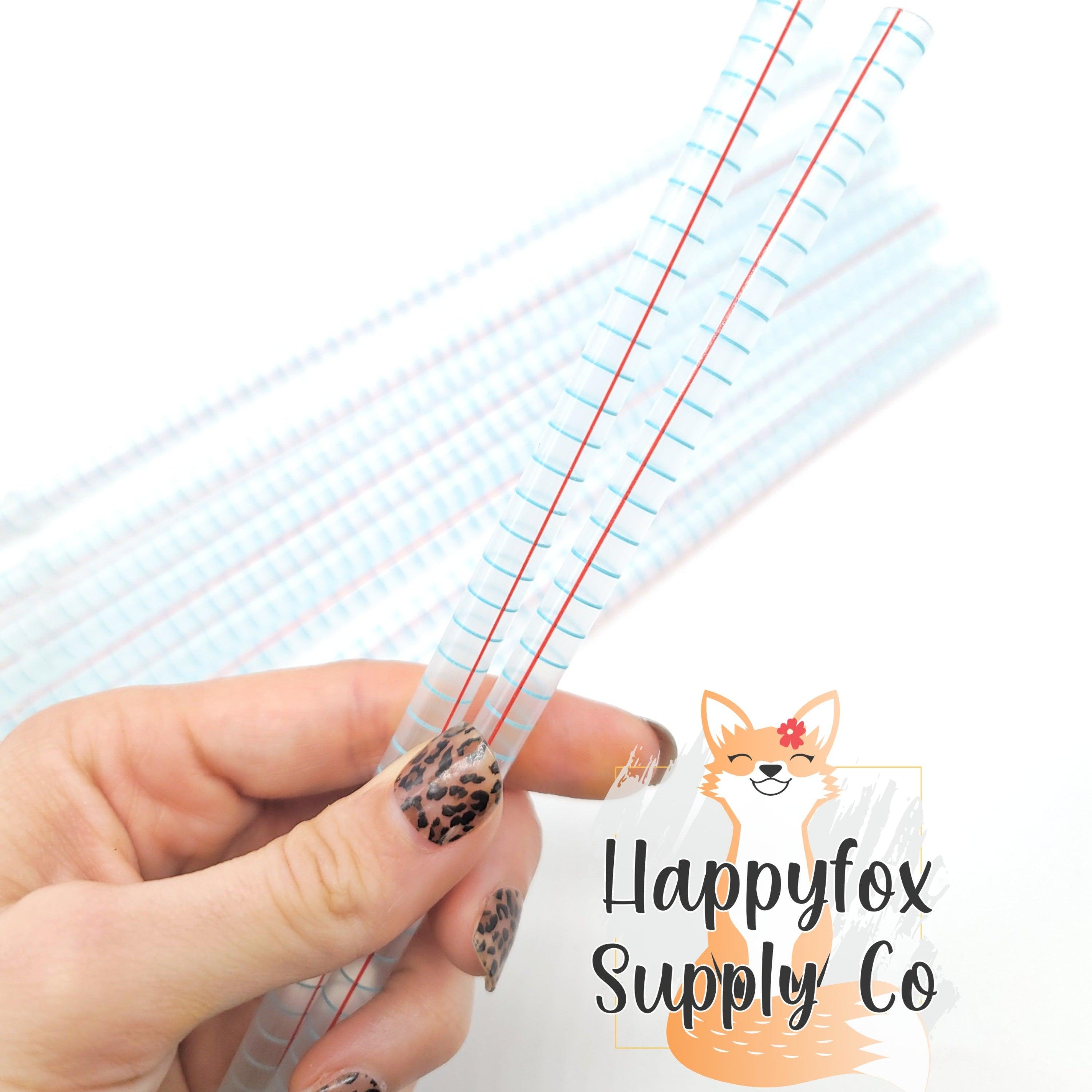 10" Reusable Plastic Lined Paper Teacher Print Straws - Happyfox Supply Co