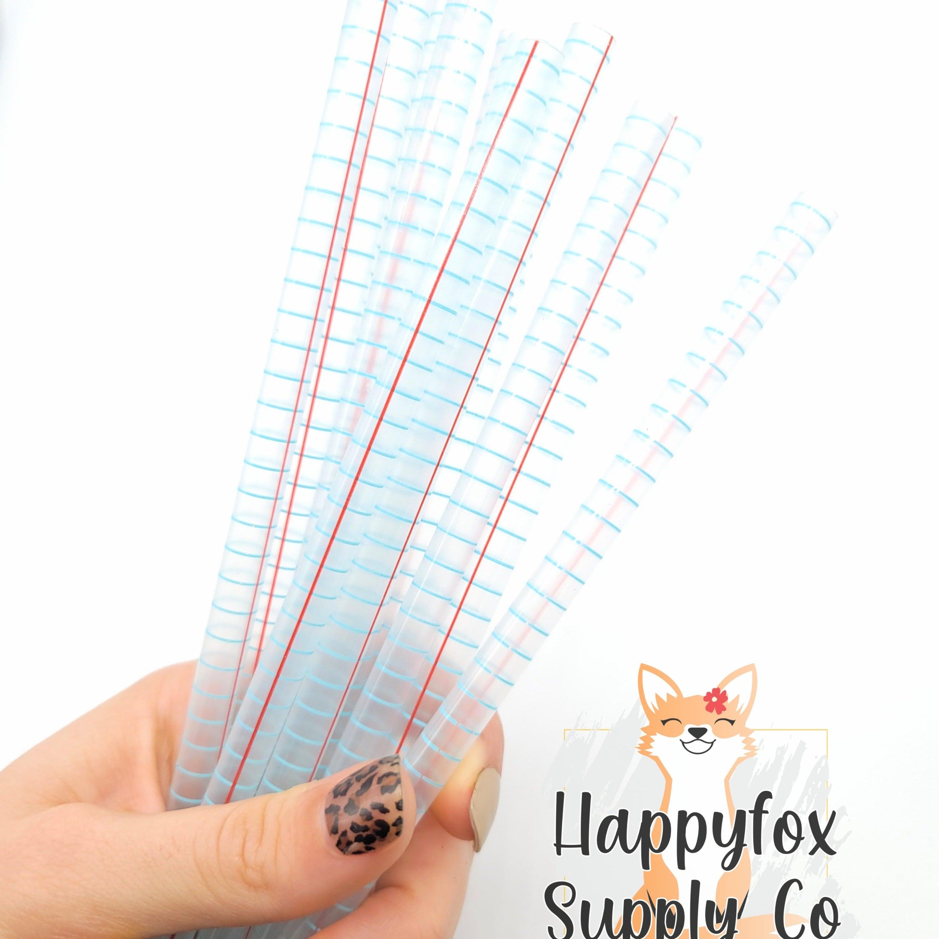 10" Reusable Plastic Lined Paper Teacher Print Straws - Happyfox Supply Co