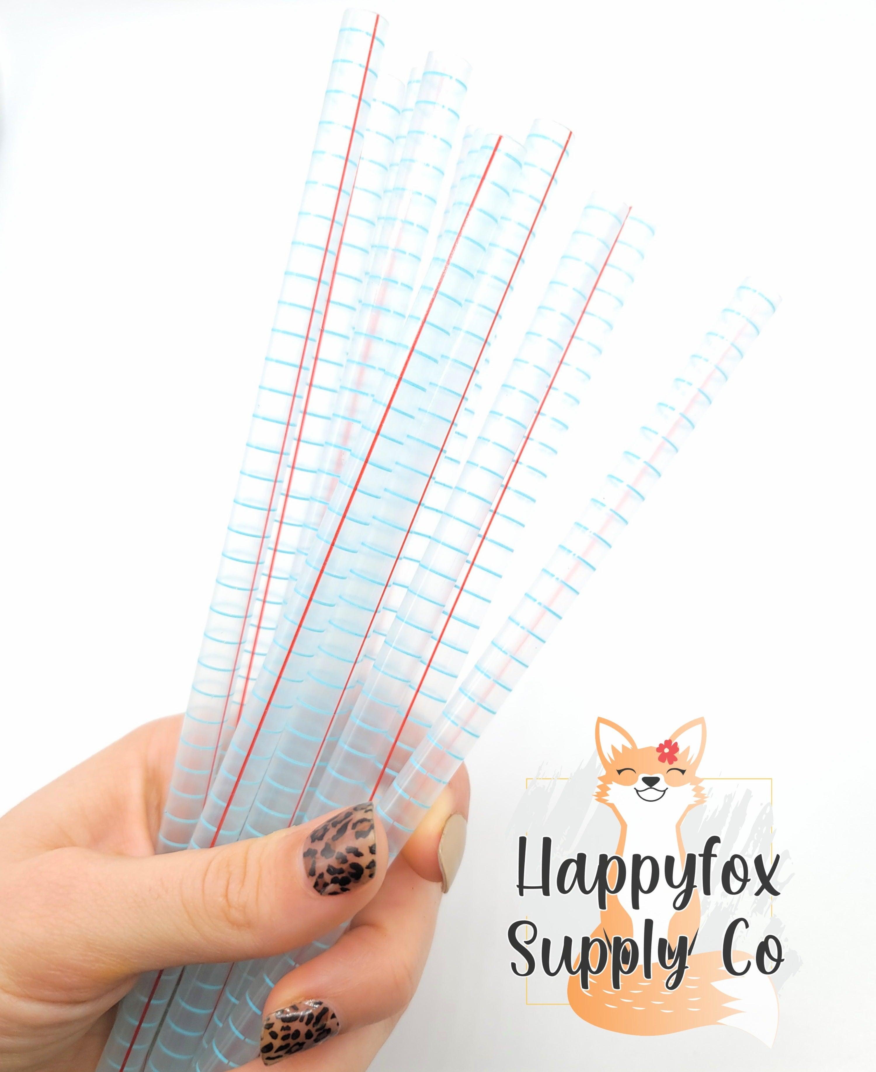 10" Reusable Plastic Lined Paper Teacher Print Straws - Happyfox Supply Co