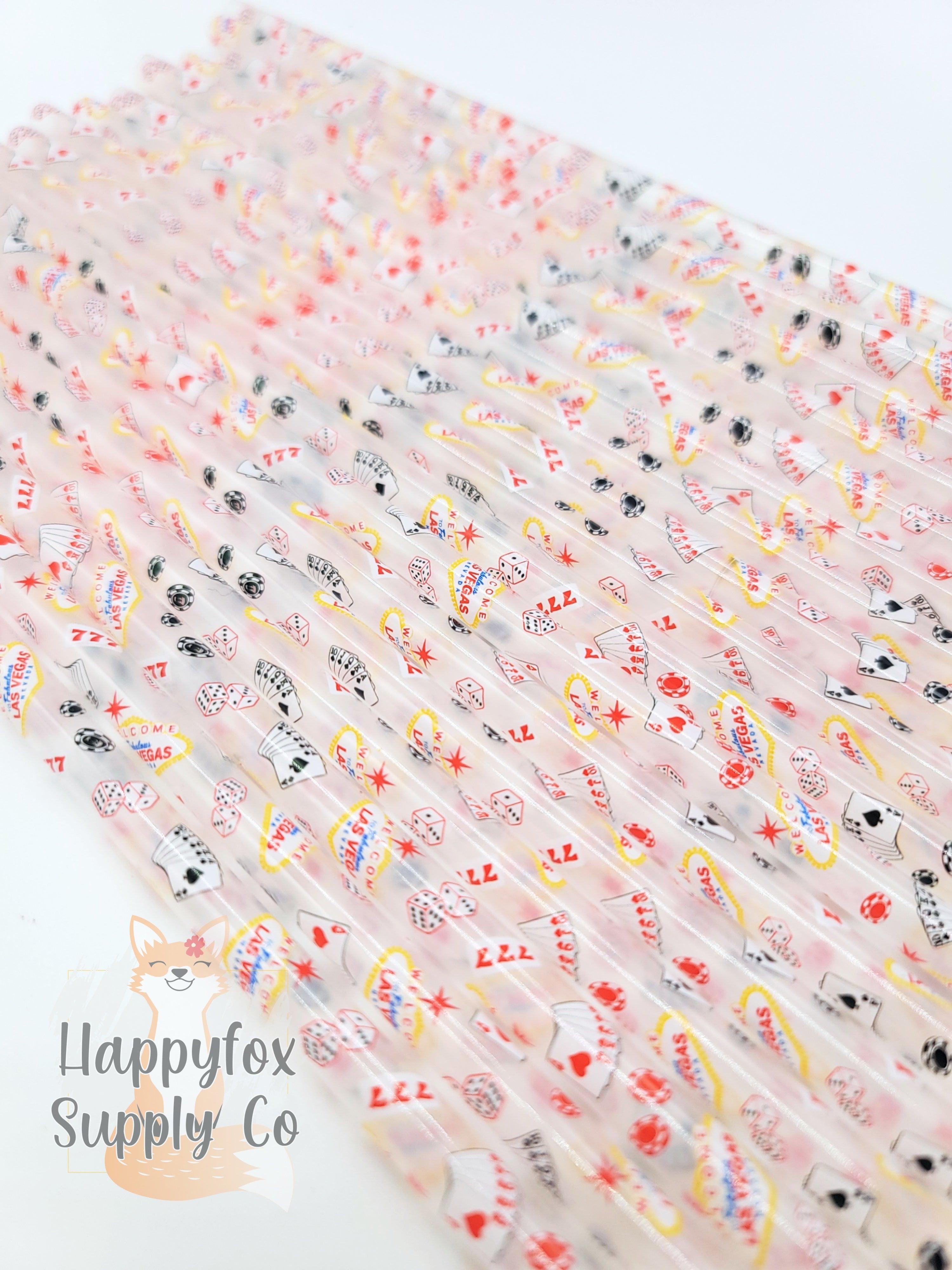 10" Reusable Plastic Las Vegas Print Straws - Happyfox Supply Co
