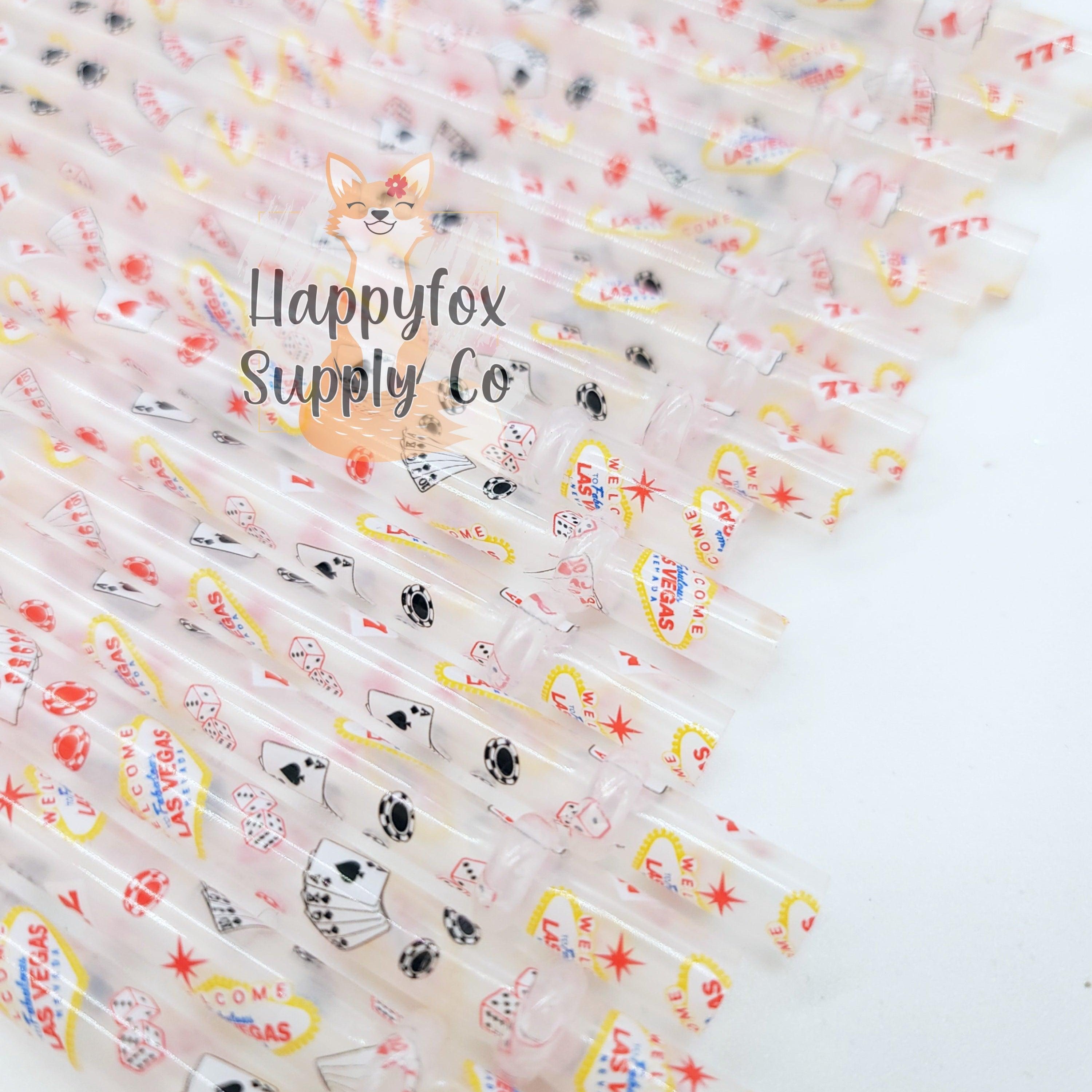 10" Reusable Plastic Las Vegas Print Straws - Happyfox Supply Co