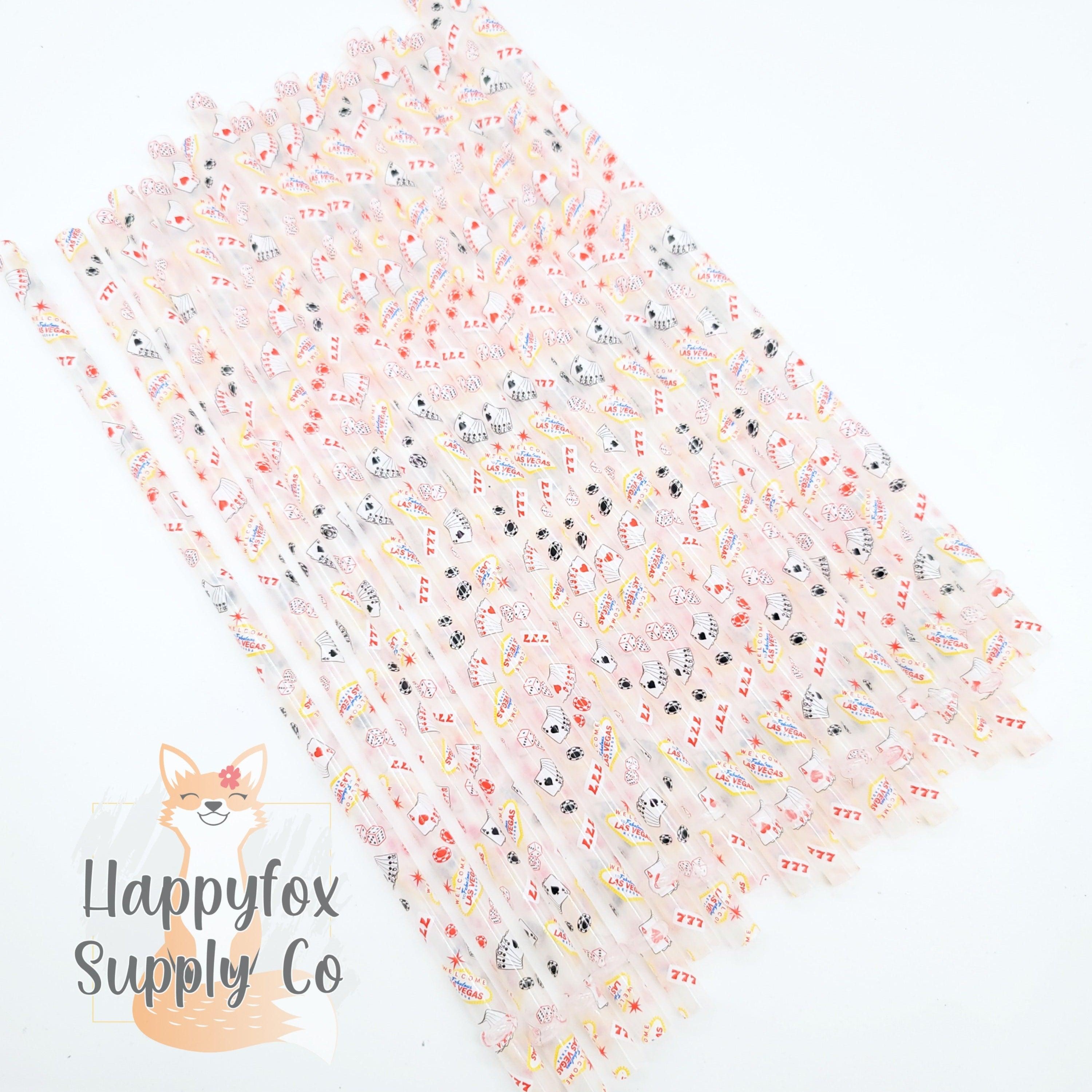10" Reusable Plastic Las Vegas Print Straws - Happyfox Supply Co