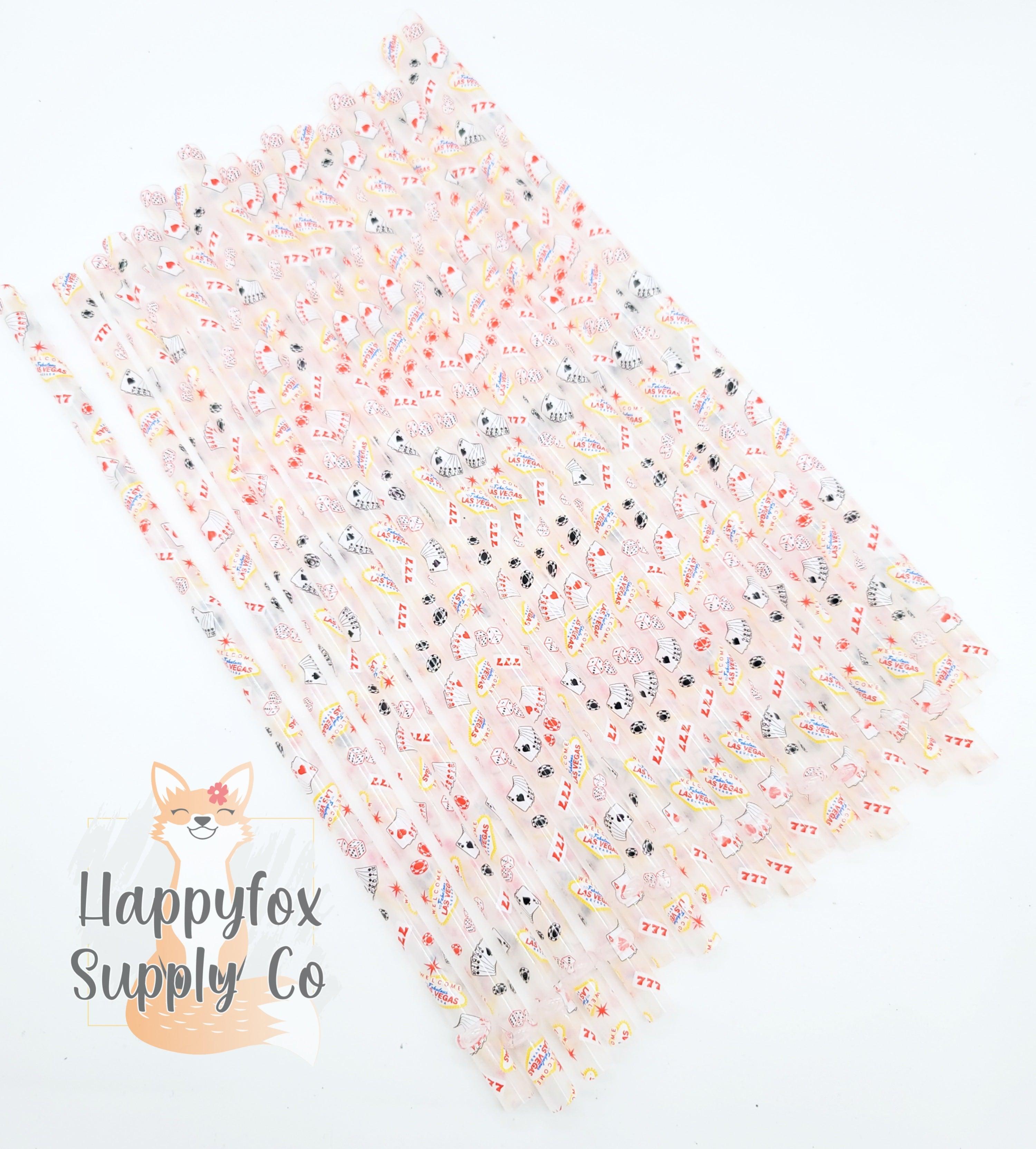 10" Reusable Plastic Las Vegas Print Straws - Happyfox Supply Co