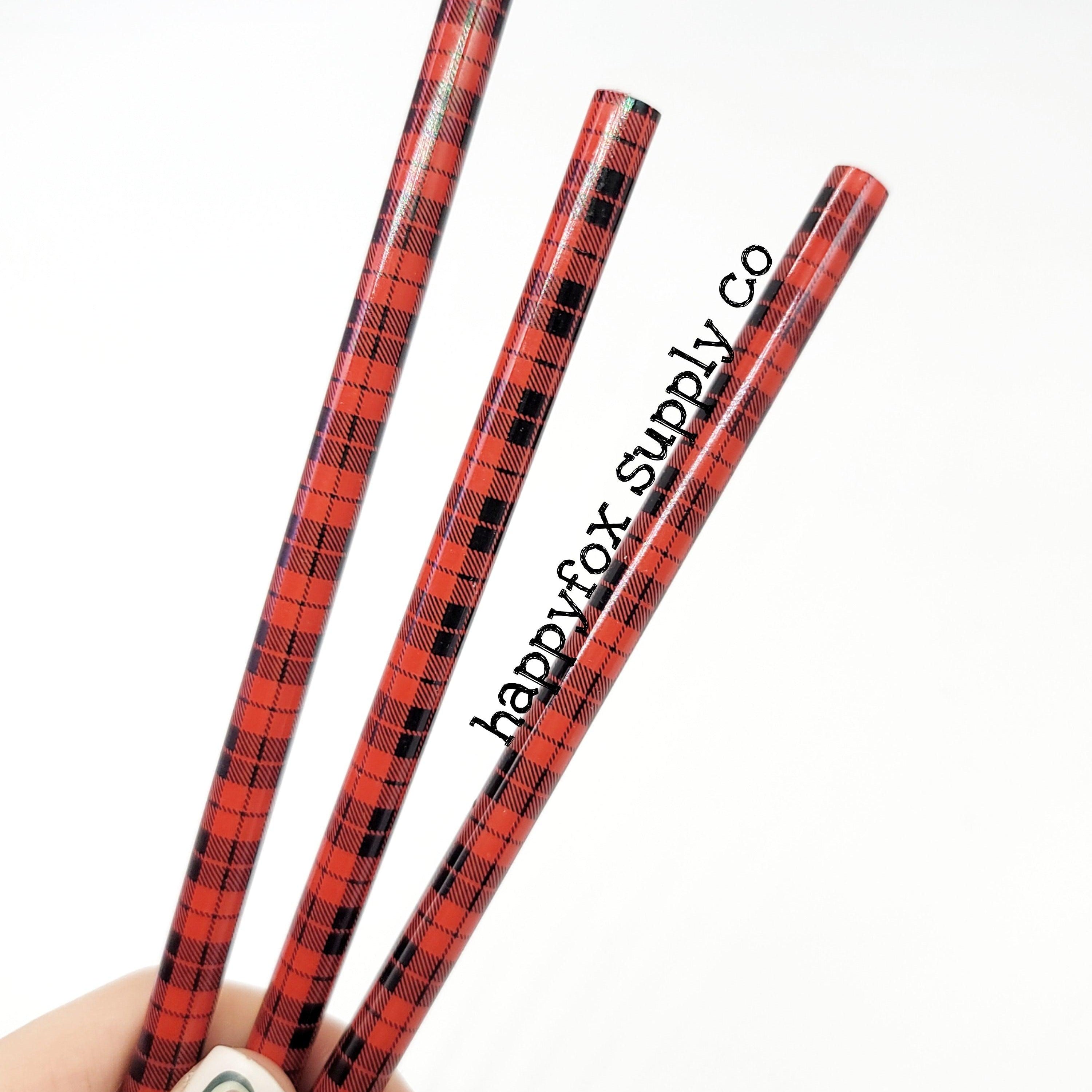 10" Reusable Plastic Red Buffalo Plaid Straws - Happyfox Supply Co