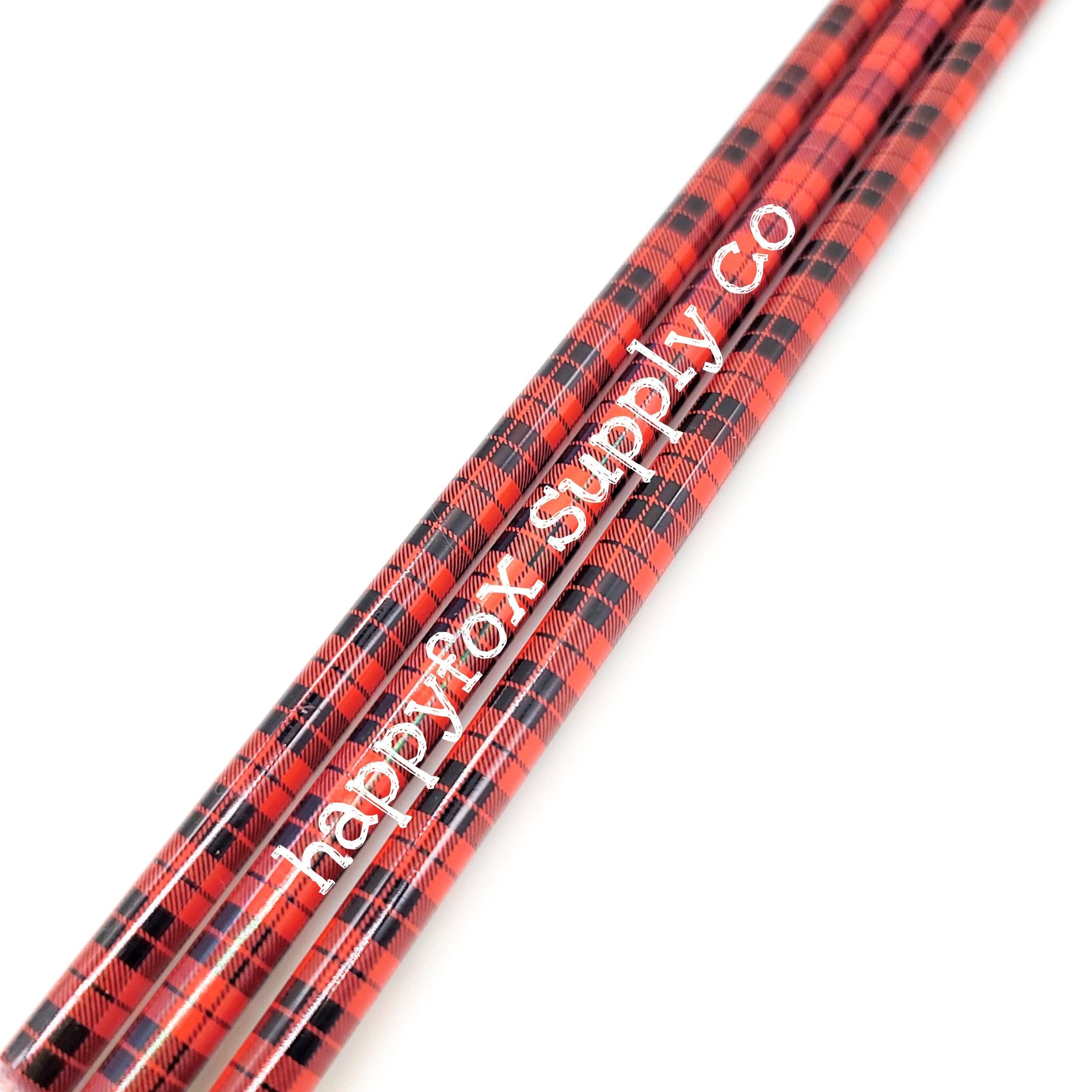 10" Reusable Plastic Red Buffalo Plaid Straws - Happyfox Supply Co