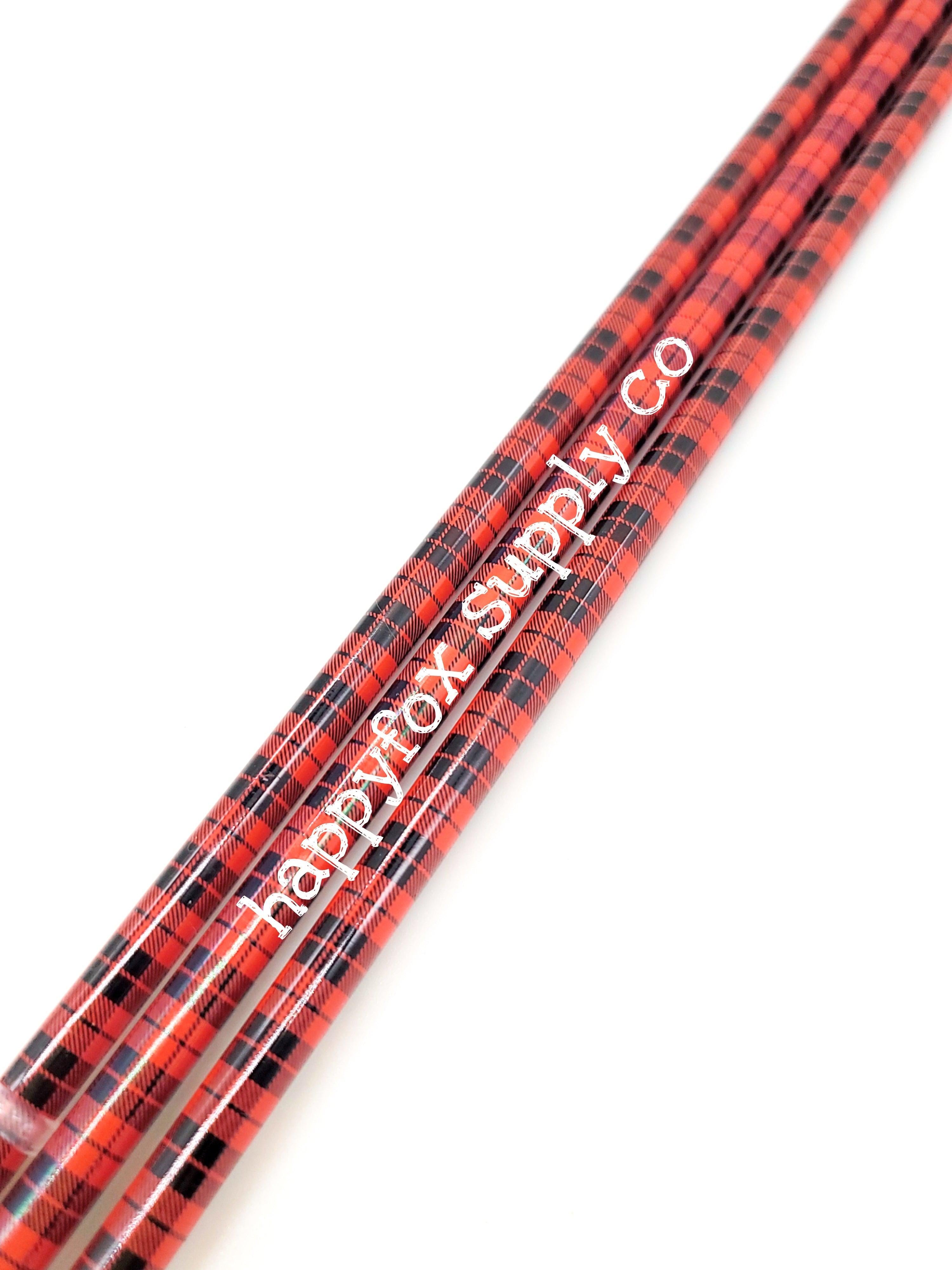 10" Reusable Plastic Red Buffalo Plaid Straws - Happyfox Supply Co
