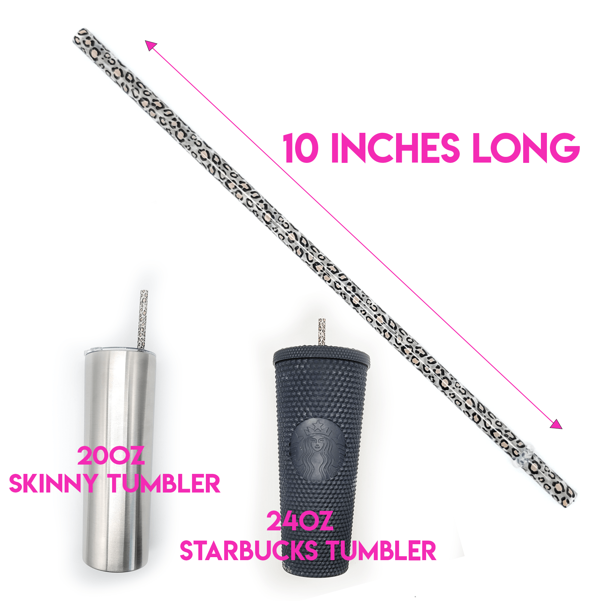 10" Reusable Plastic  Original Leopard Straws - Happyfox Supply Co