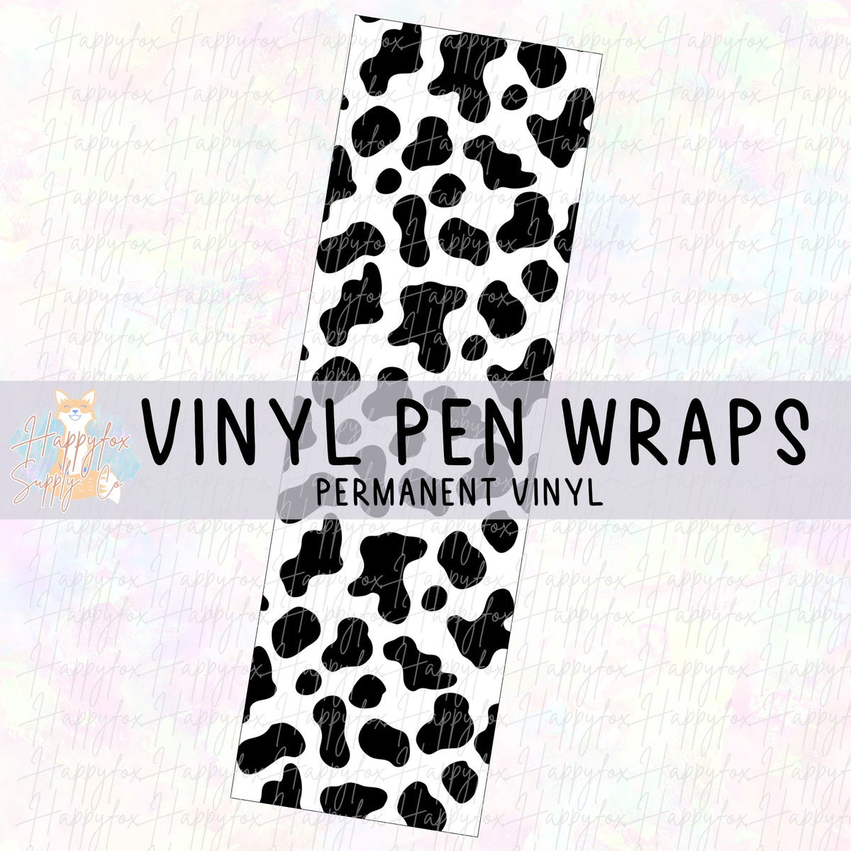 Cow Print Vinyl Pen Wrap, Permanent, Multiple Sizes
