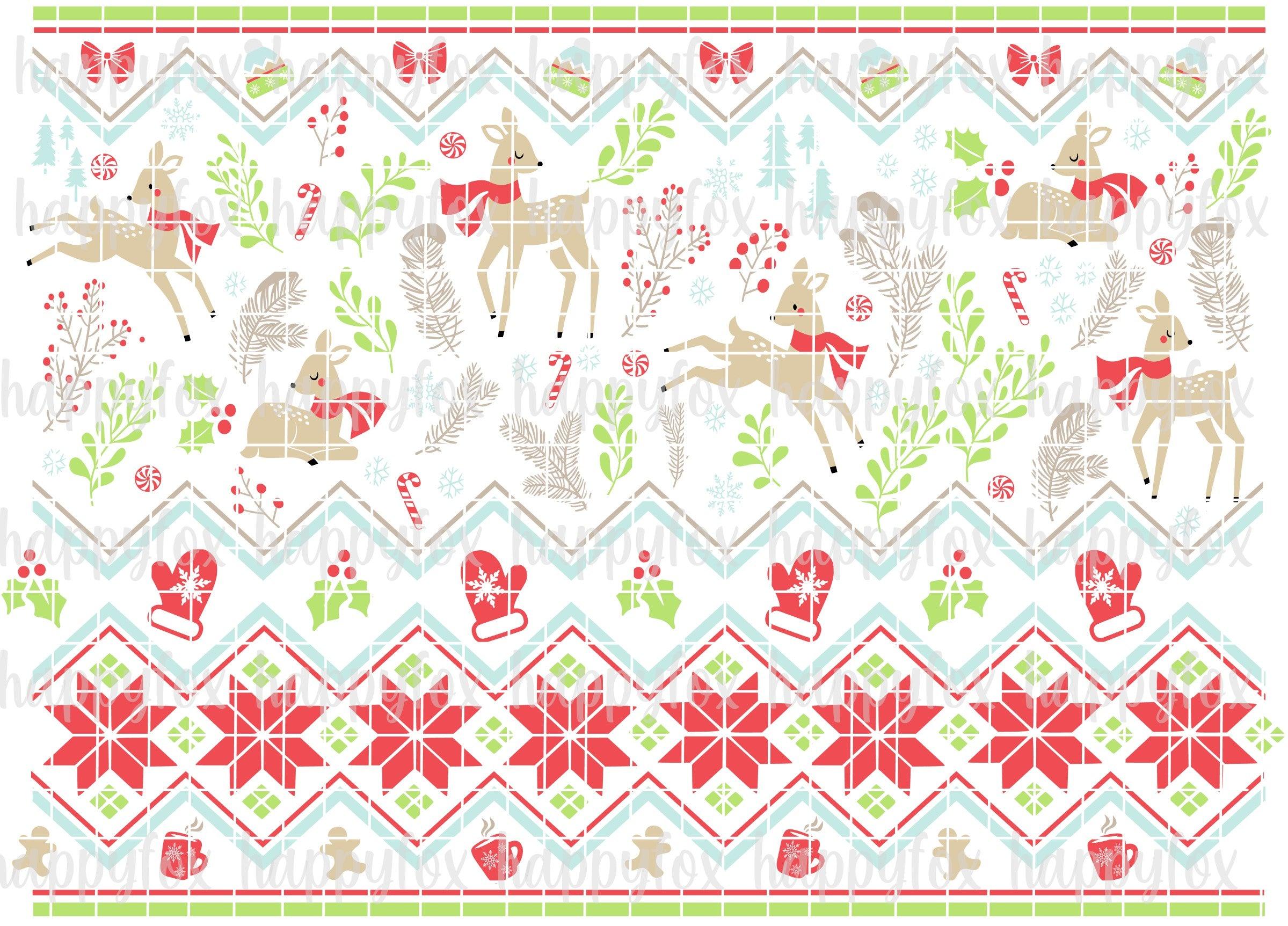 Fawn Fair Isle Sweater Pattern Digital Download .SVG & .PNG Format - Happyfox Supply Co