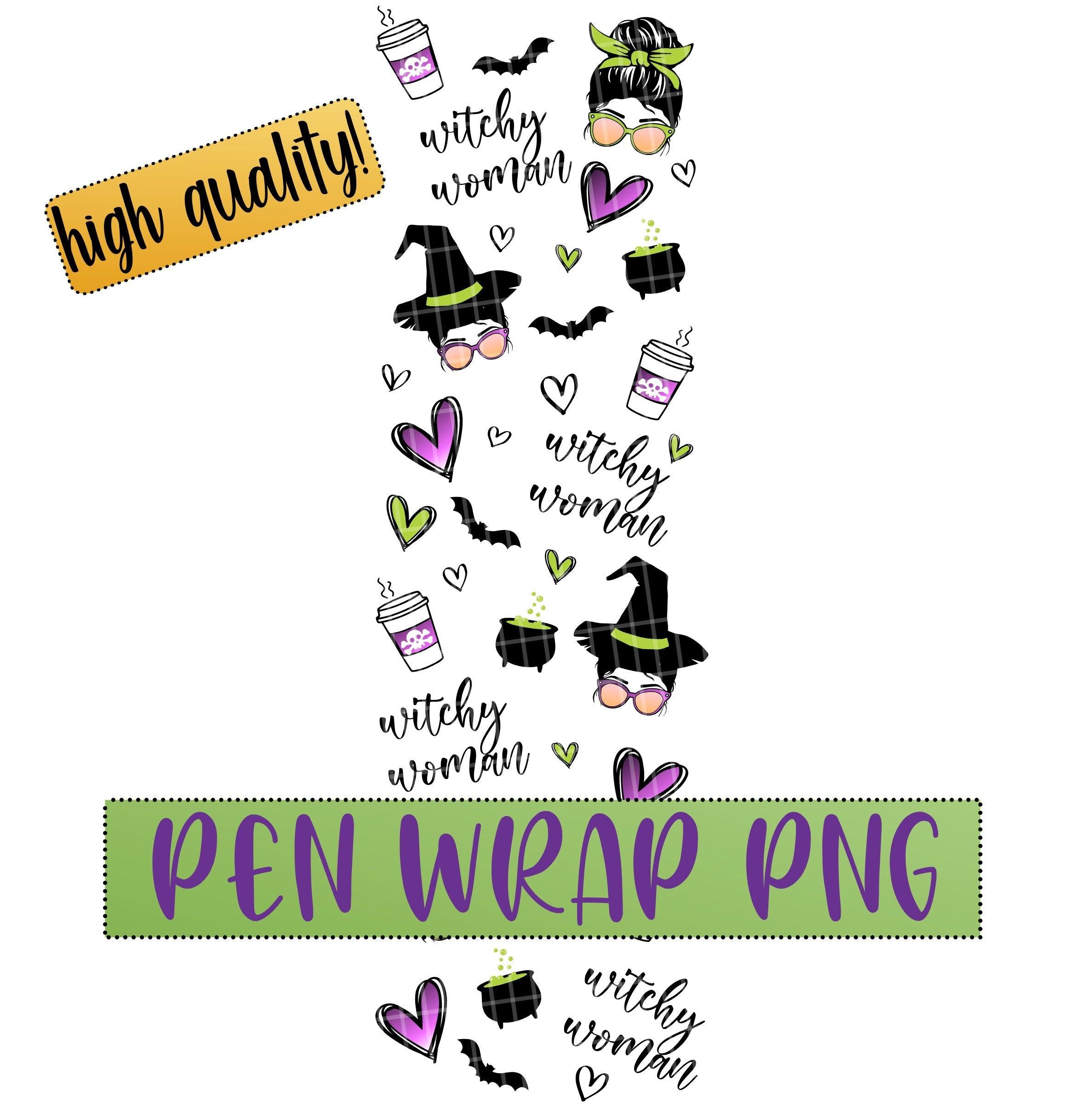 High Quality Seamless Glitter Pen Digital Template Fall Halloween Witchy Woman Waterslide Wrap - Happyfox Supply Co