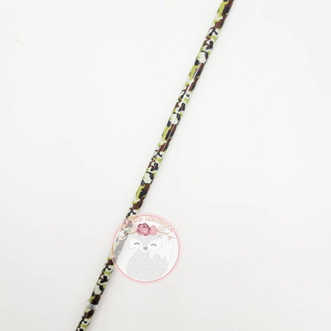 10" Reusable Plastic Green Camo Straws - Happyfox Supply Co