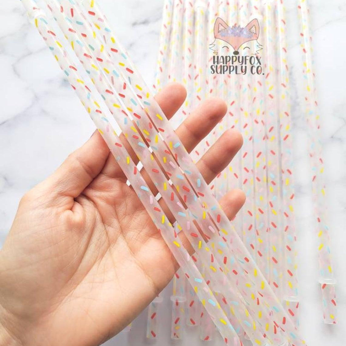 10" Reusable Plastic Sprinkles Straws - Happyfox Supply Co