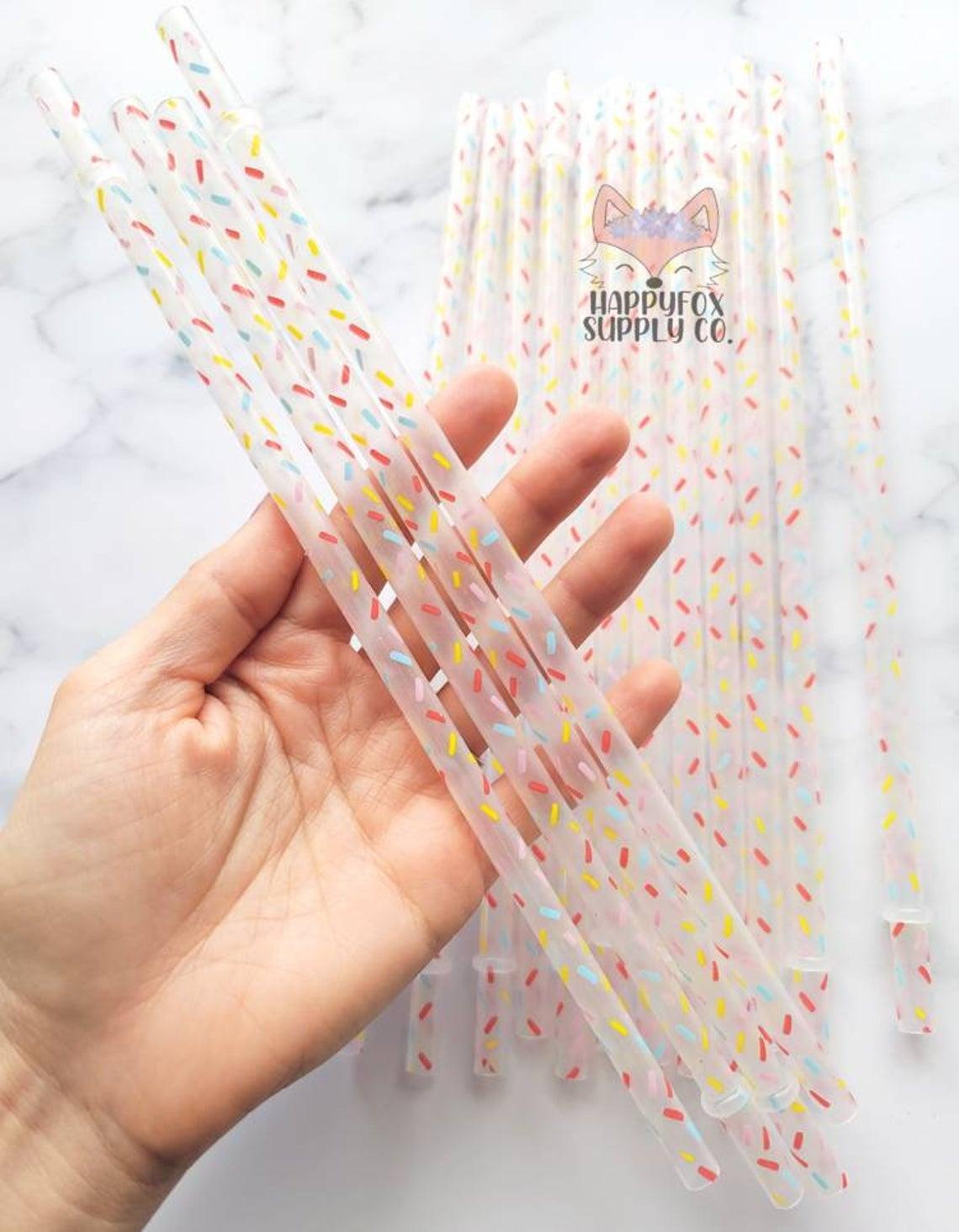 10" Reusable Plastic Sprinkles Straws - Happyfox Supply Co