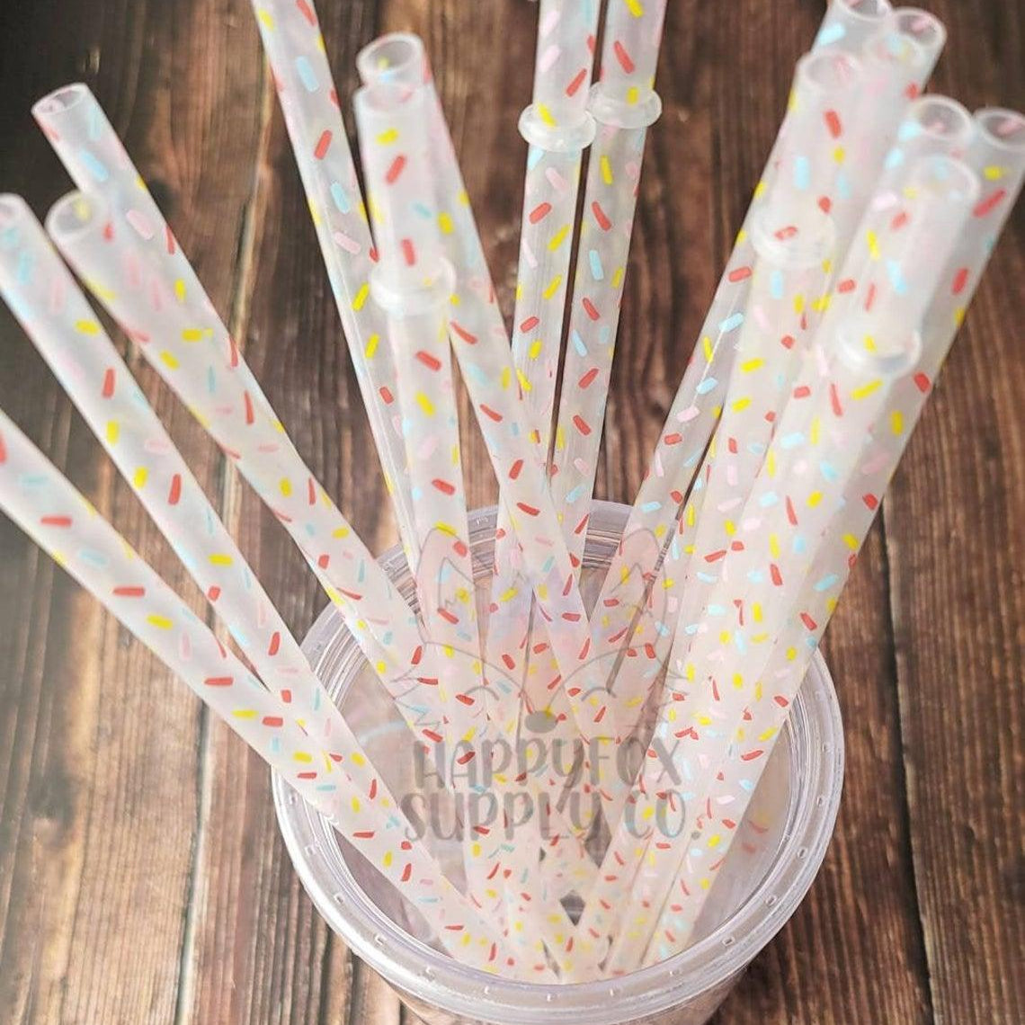 10" Reusable Plastic Sprinkles Straws - Happyfox Supply Co