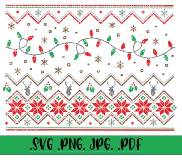 Big Bundle 7 Patterns Fair Isle Sweater Patterns Digital Download .png .svg .pdf .jpg