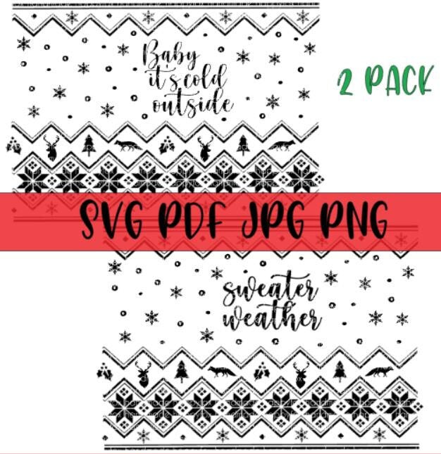 SVG/Waterslide/Sublimation Sweater Weather Leopard Fair Isle Nordic Sweater Pattern Digital Download .png .svg .pdf .jpg