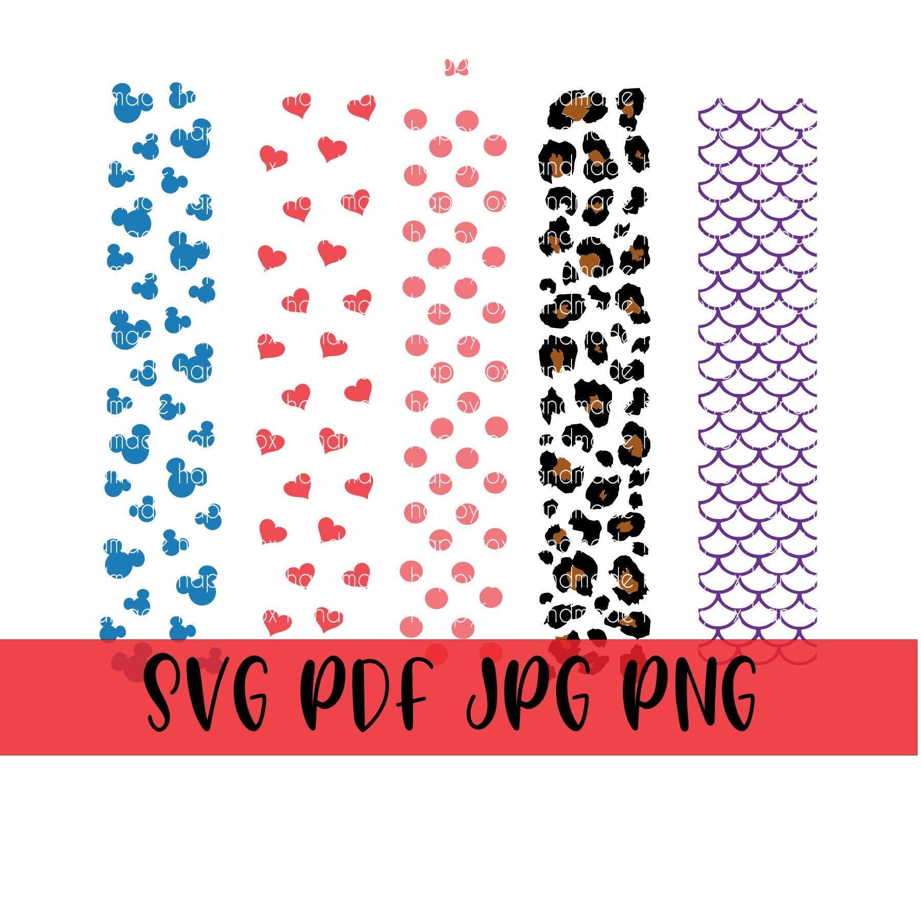 Glitter Pen Digital Templates Mouse Hearts Polka Dots Leopard Mermaid Digital Download .png .svg .pdf .jpg Pen Wraps Waterslide Wrap - Happyfox Supply Co