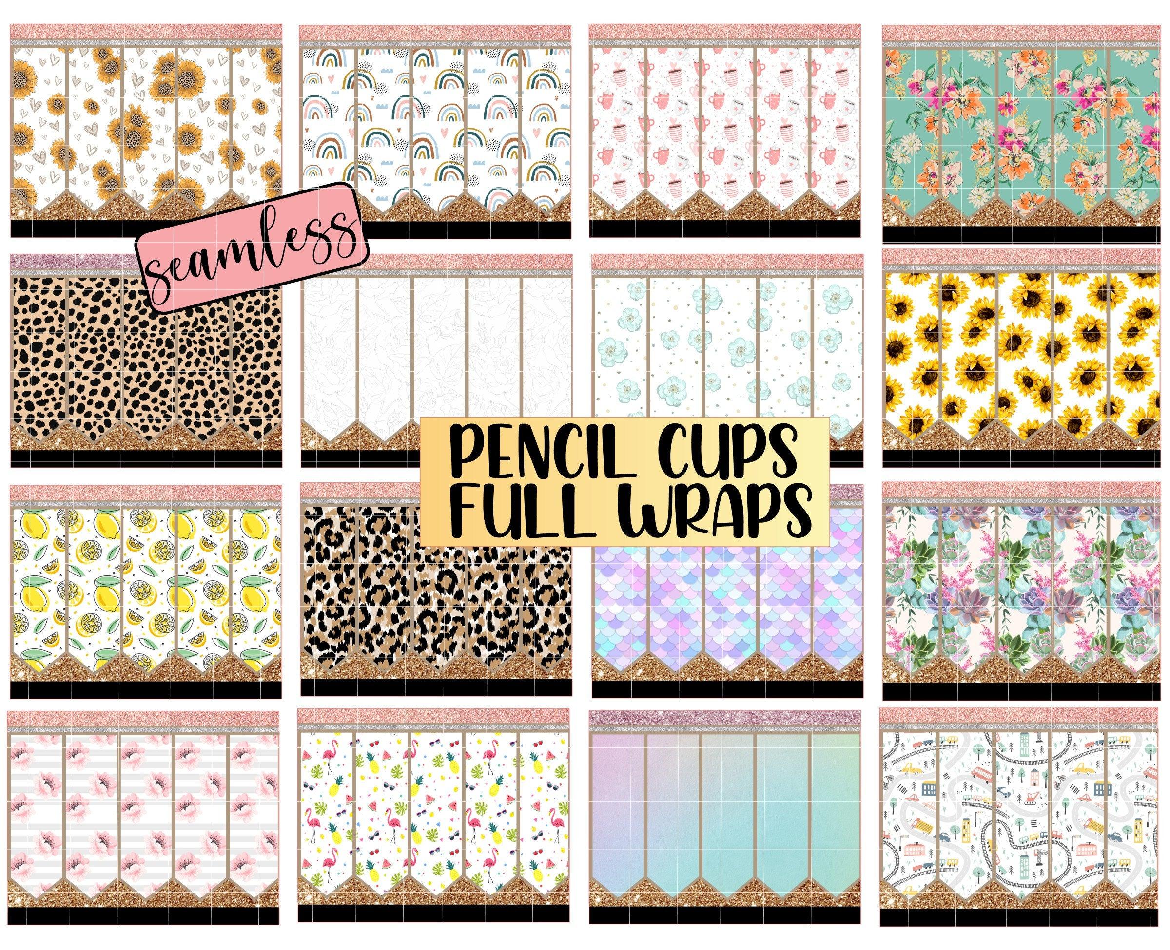 16 Pack Pencil Cup Wrap Original Design High Quality Seamless Digital Template Sublimation Waterslide Vinyl - Happyfox Supply Co
