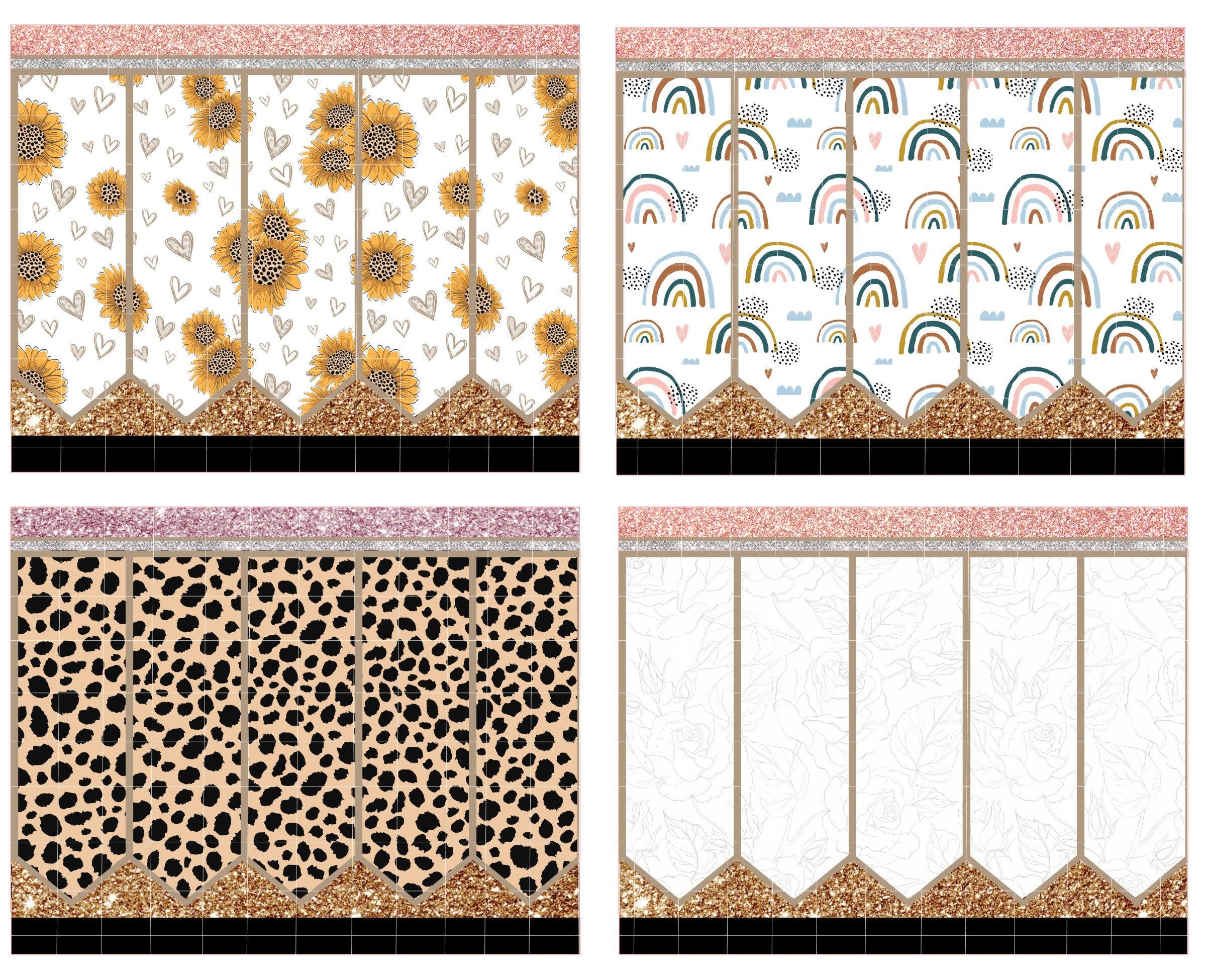 16 Pack Pencil Cup Wrap Original Design High Quality Seamless Digital Template Sublimation Waterslide Vinyl - Happyfox Supply Co