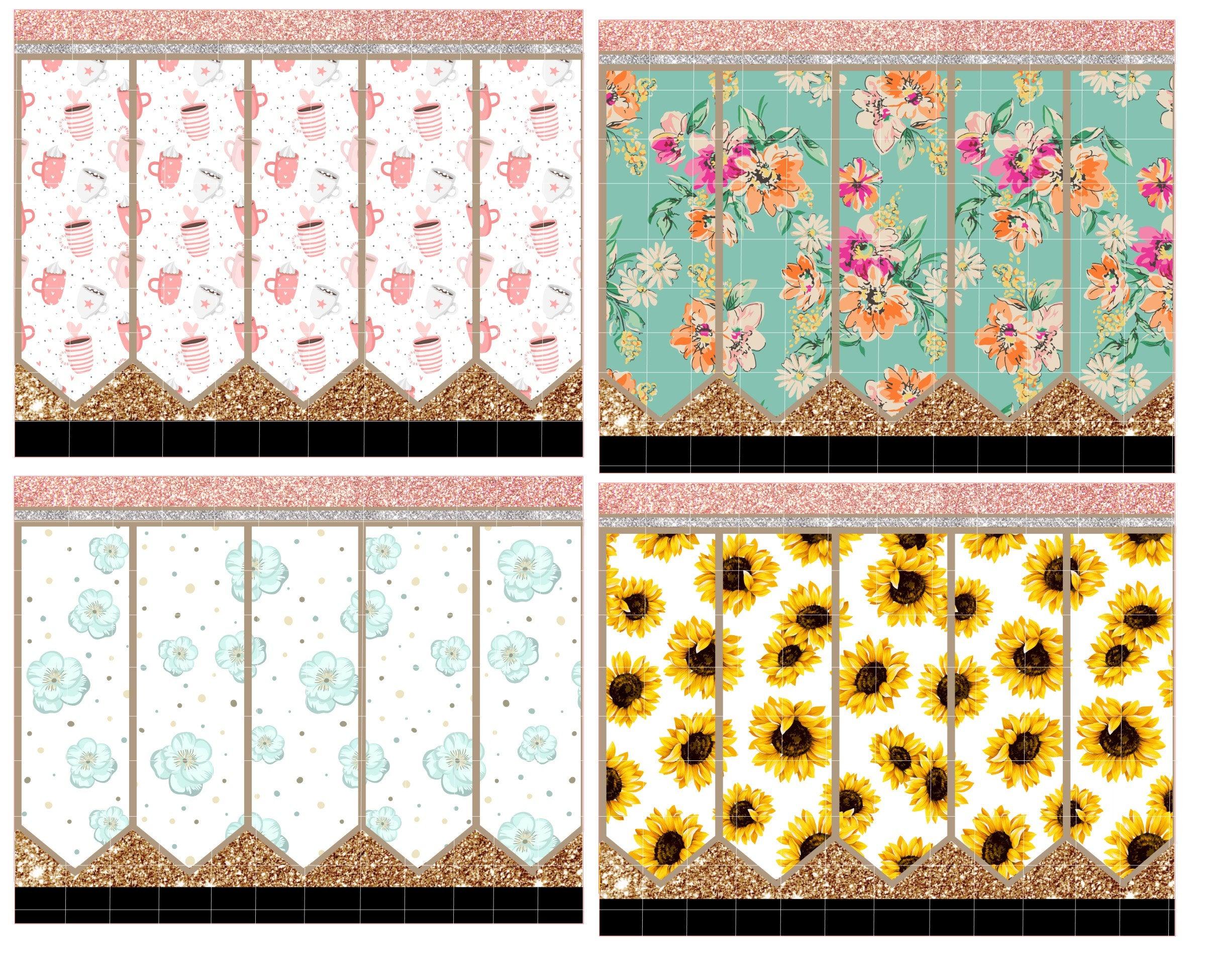 16 Pack Pencil Cup Wrap Original Design High Quality Seamless Digital Template Sublimation Waterslide Vinyl - Happyfox Supply Co