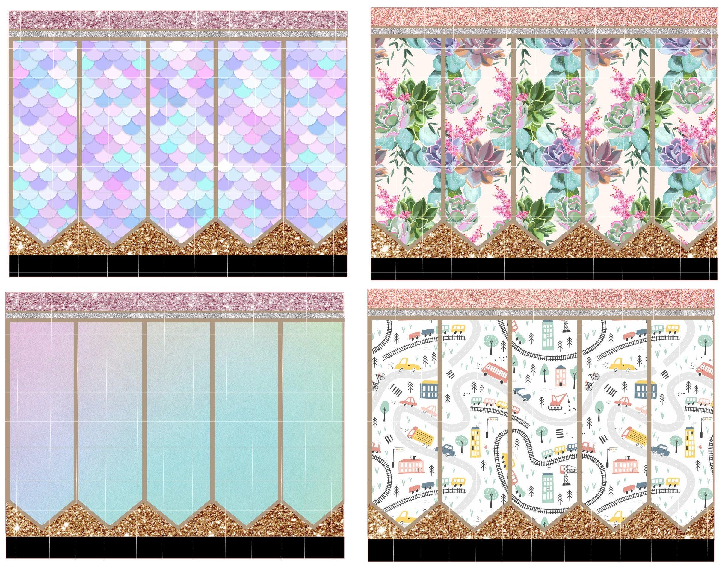 16 Pack Pencil Cup Wrap Original Design High Quality Seamless Digital Template Sublimation Waterslide Vinyl - Happyfox Supply Co