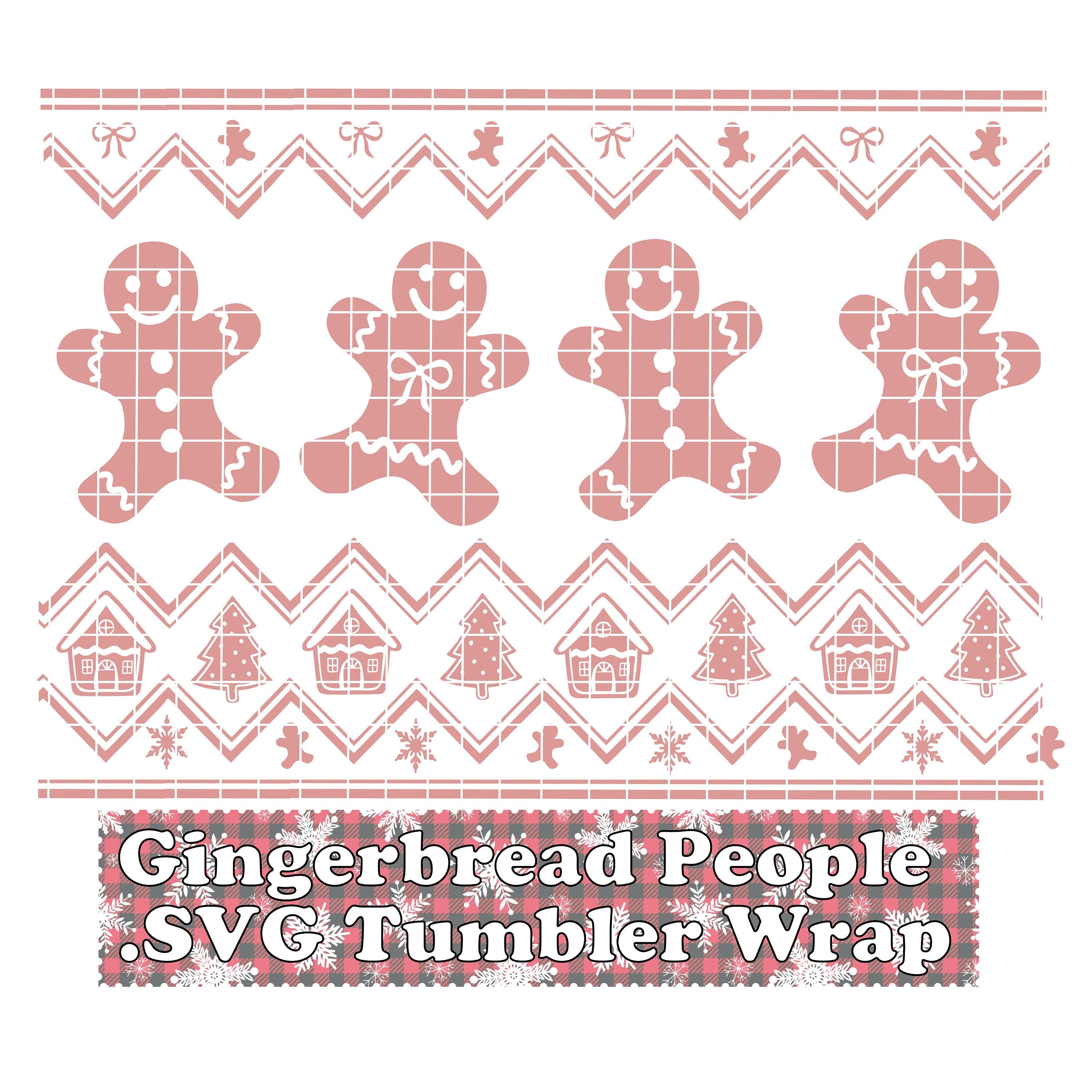 SVG/Waterslide/Sublimation Gingerbread People Winter Pattern Fair Isle Digital Download .svg