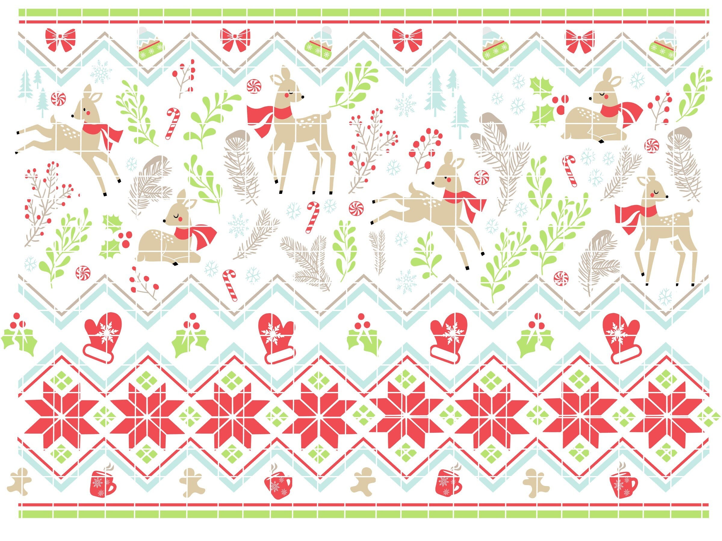 SVG/Waterslide/Sublimation Deer/Fawn Winter Pattern Fair Isle Digital Download .svg .png