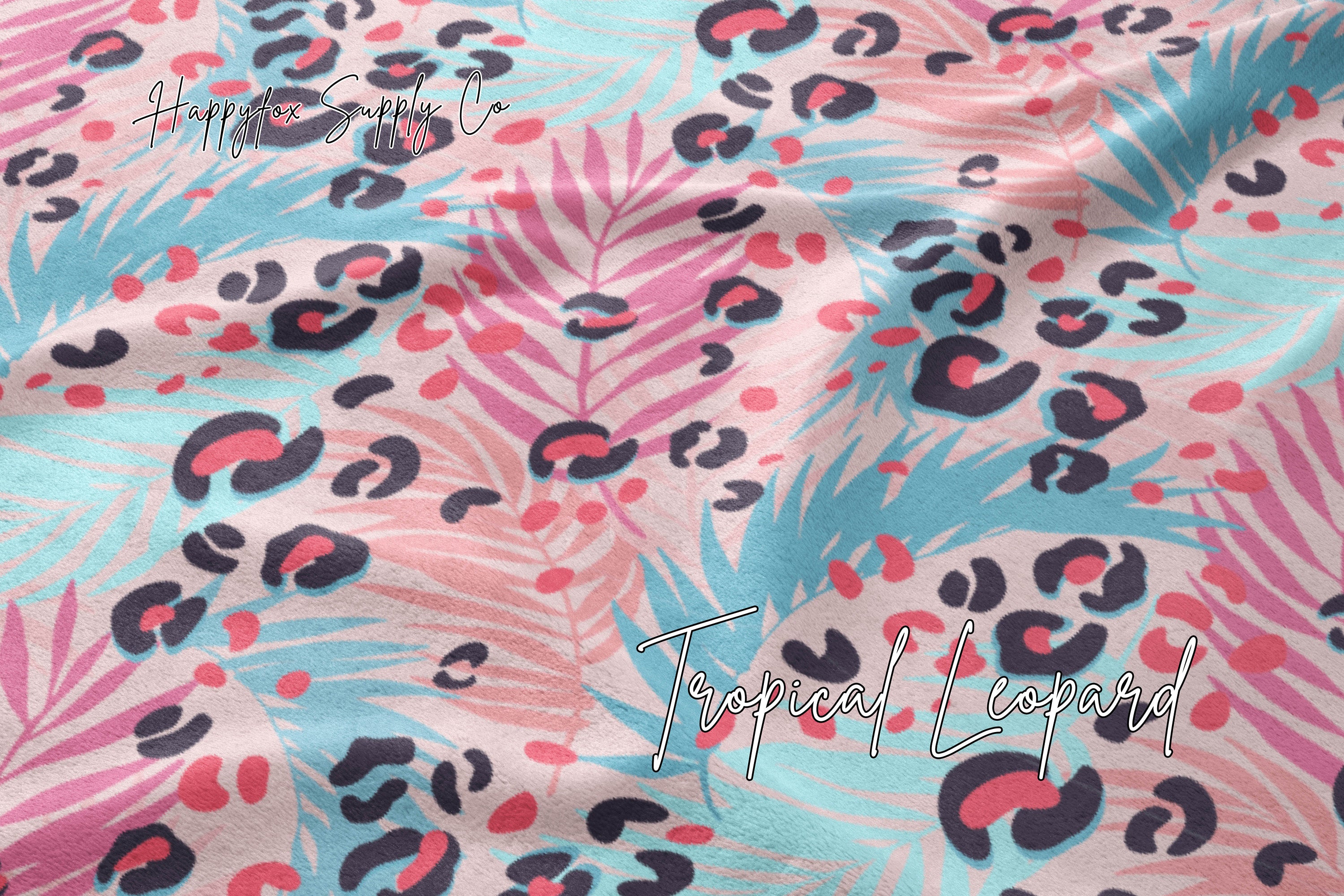 Tropical Leopard Plush Blanket | Leopard Lover Throw Blanket | Cute Summer Blanket | Cheetah Print | Palm Leaves