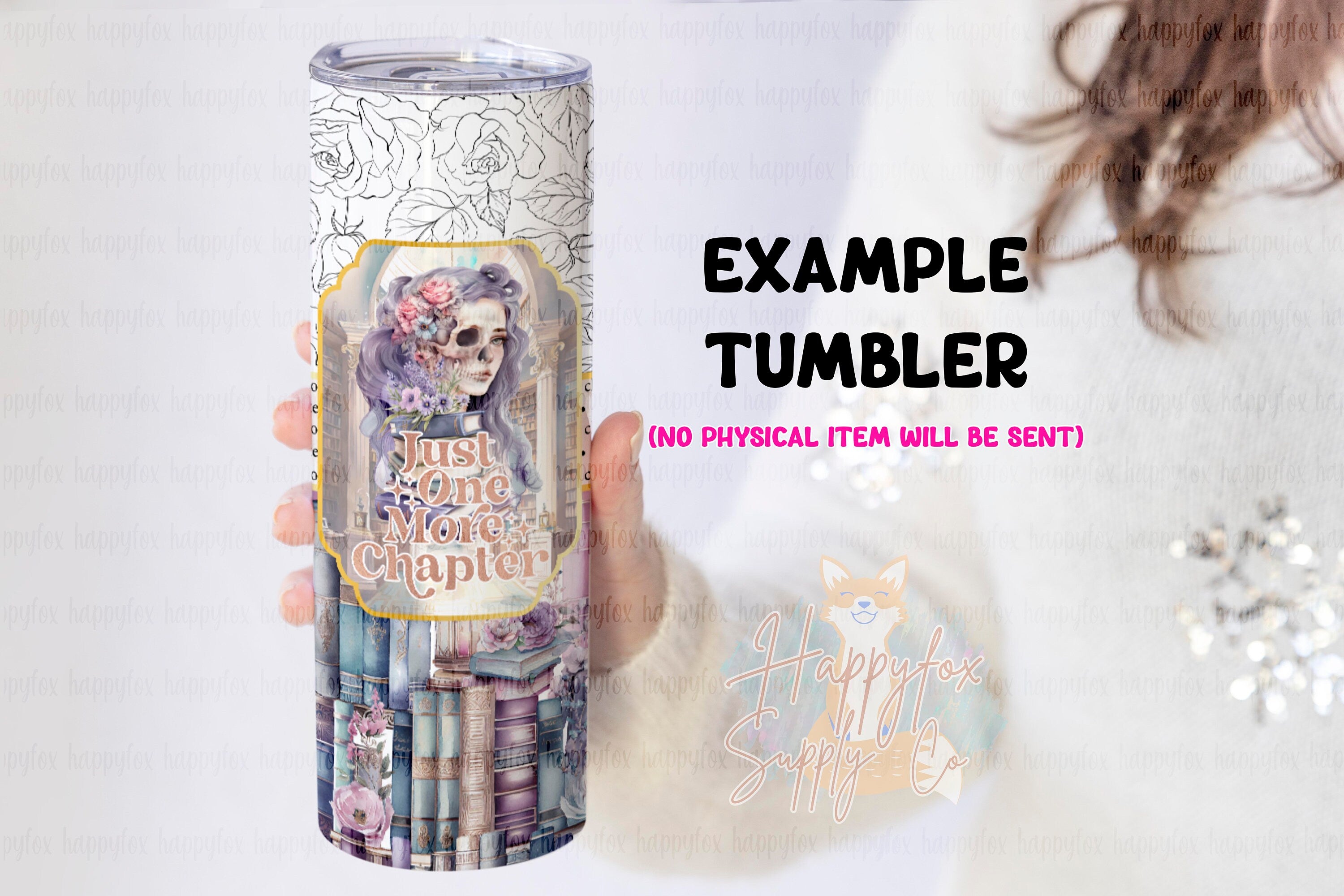 One More Chapter Floral 20oz Skinny Tumbler Wrap Sublimation 300 DPI Straight Tumbler Wrap PNG Bookish Wrap Book Gifts Reading Tumbler PNG