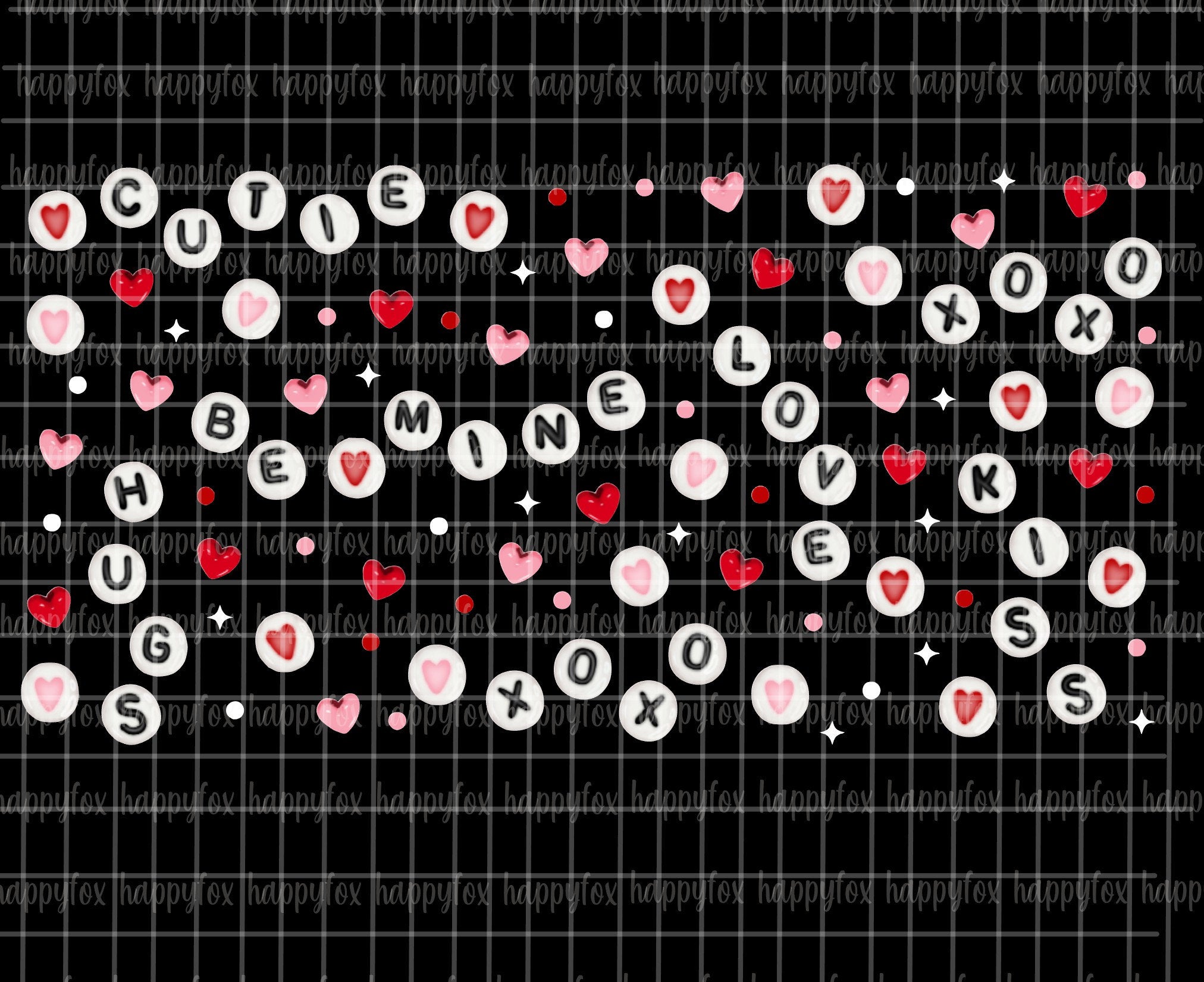 Digital Download 16oz Glass Can Wrap 300 DPI .PNG Valentine Beads UVDTF Sublimation Printed Vinyl Transparent 16oz Wrap Friendship Beads