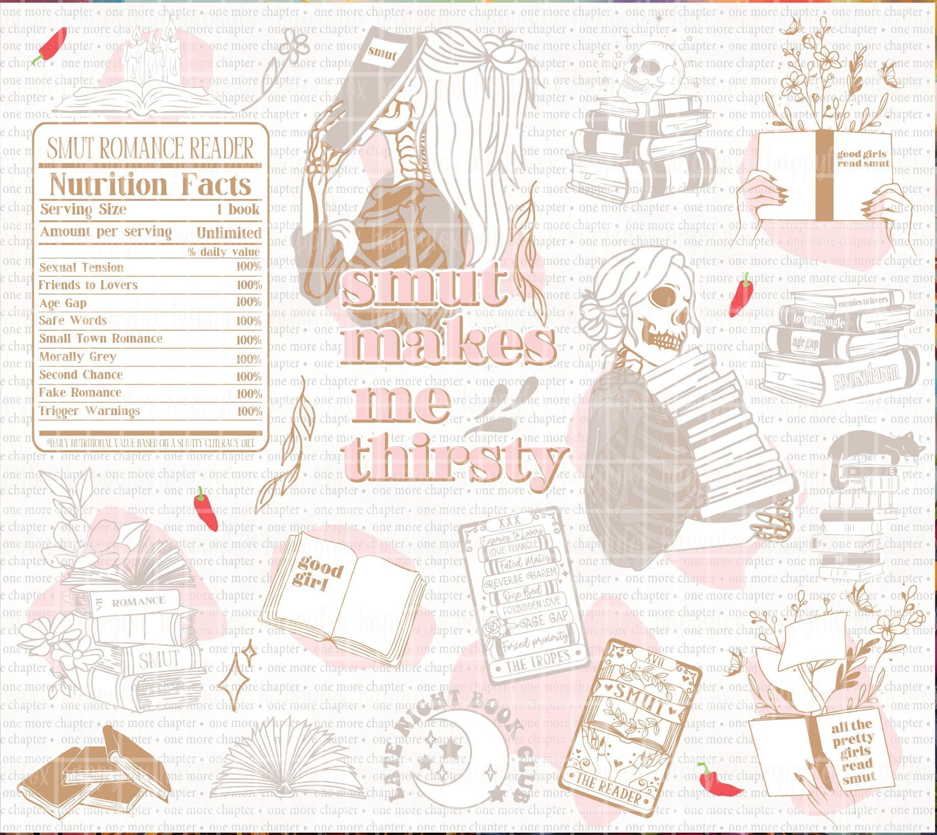 Original Design Smut Makes Me Thirsty Tumbler Wrap JPG Files For Tumblers | Seamless Wrap | Tumbler Wrap | Digital Wrap Sublimation Bookish