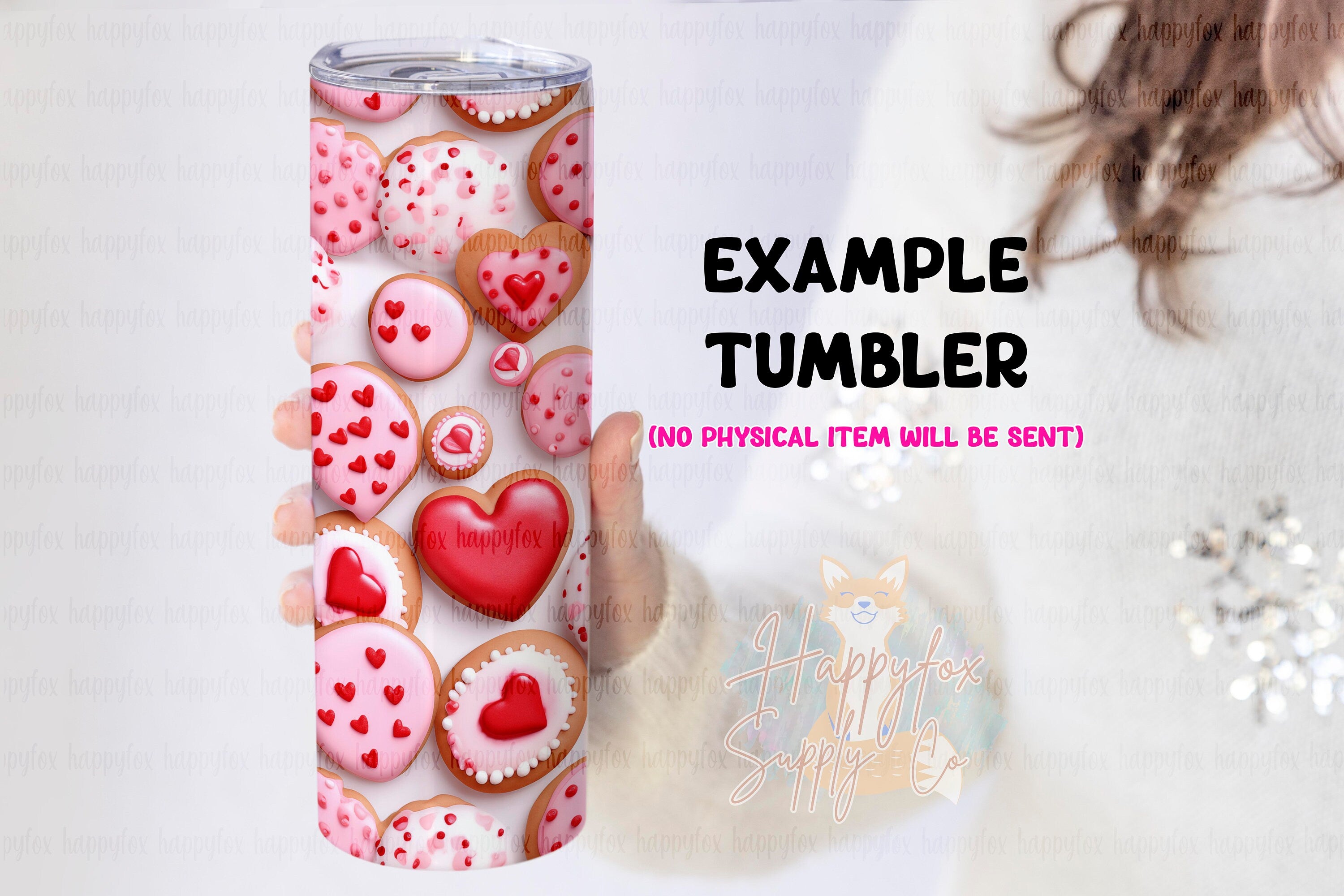 Valentine Heart Cookies 20oz Skinny Tumbler Wrap Sublimation Design, 300 DPI Straight Tumbler Wrap, Seamless Design Valentine Tumbler Wrap