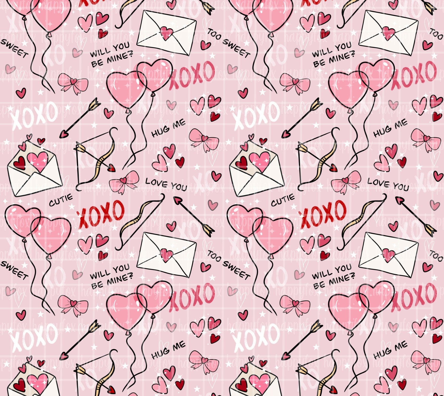 Cute Valentines Day 20oz Skinny Tumbler Wrap Sublimation Design, 300 DPI Straight Tumbler Wrap, Seamless Love Letter Tumbler Wrap Pink