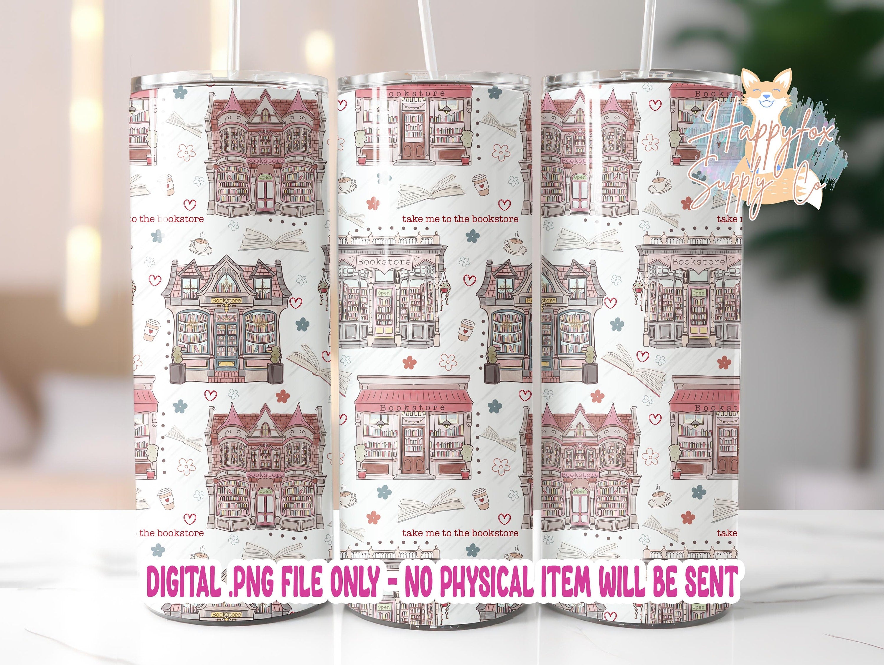 Digital File Bookstore Book Shops Tumbler Wrap JPG Files For Tumblers | Seamless Wrap | Tumbler Wrap | Digital Wrap Sublimation Bookish