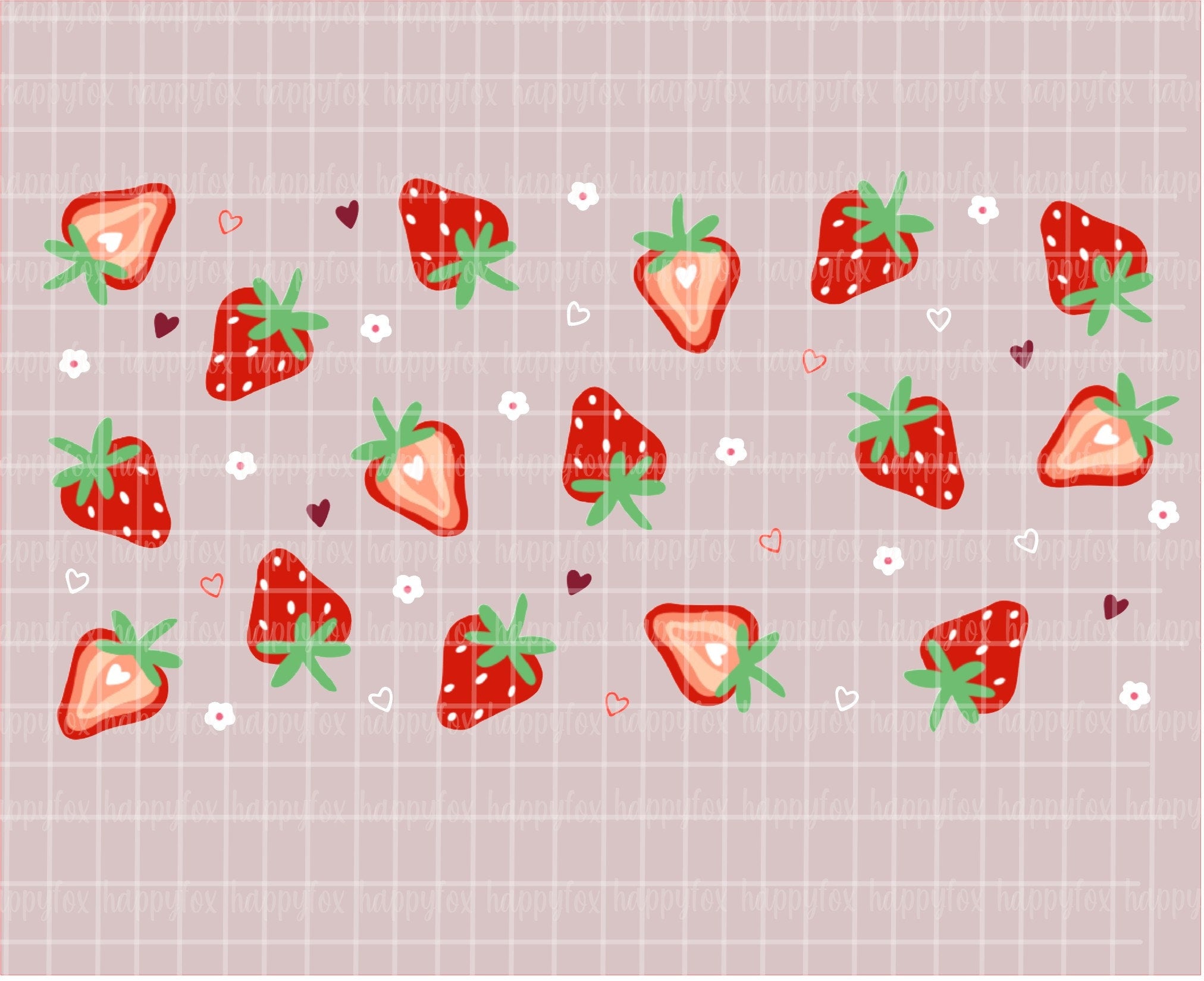 Digital Download 16oz Glass Can Wrap 300 DPI .PNG Strawberries UVDTF Sublimation Printed Vinyl Transparent 16oz Wrap Valentines Wrap Spring