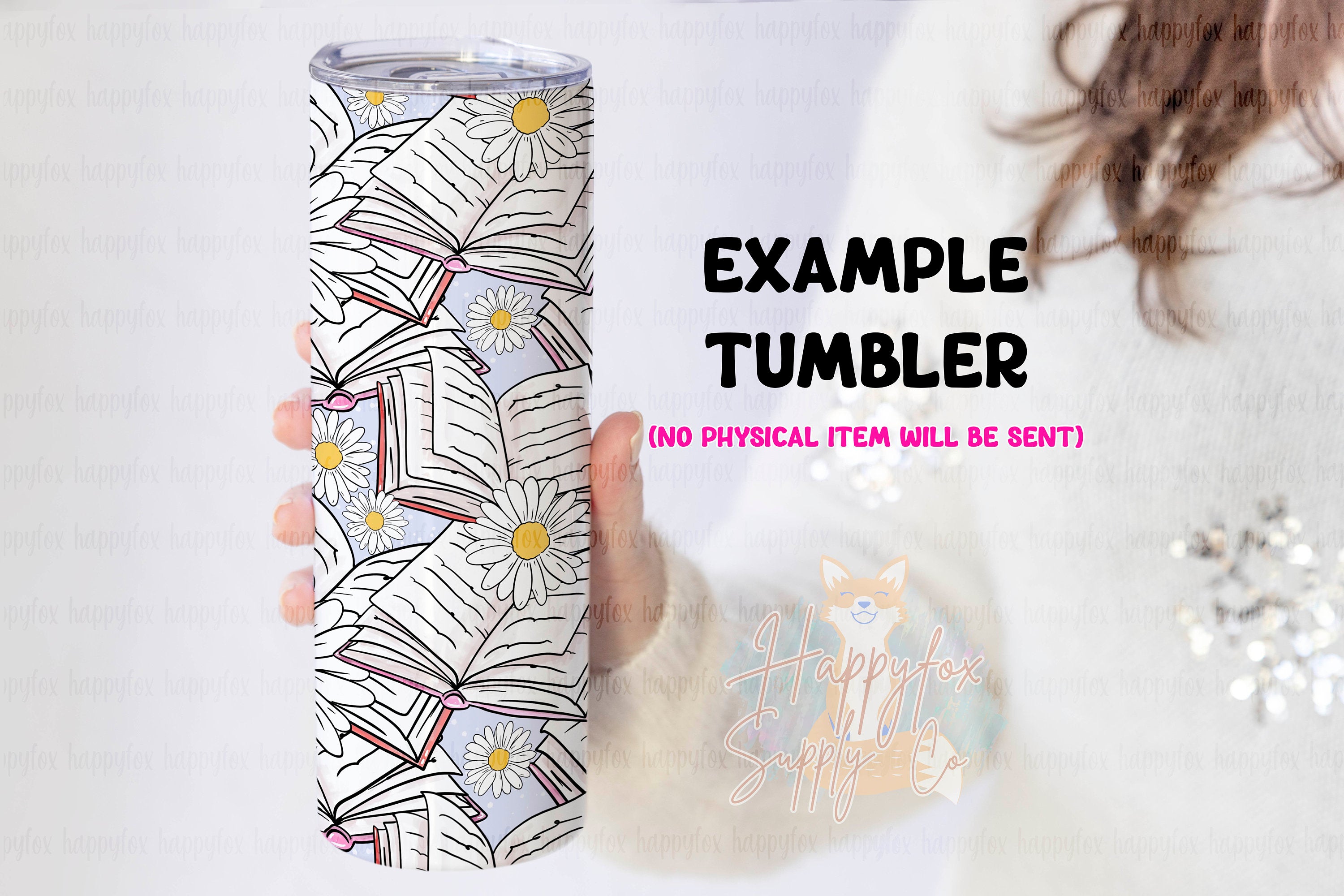 Digital File Bookish Lover Tumbler Wrap JPG Files For Tumblers Seamless Wrap Tumbler Wrap | Digital Wrap Sublimation Bookish Spring Daisies