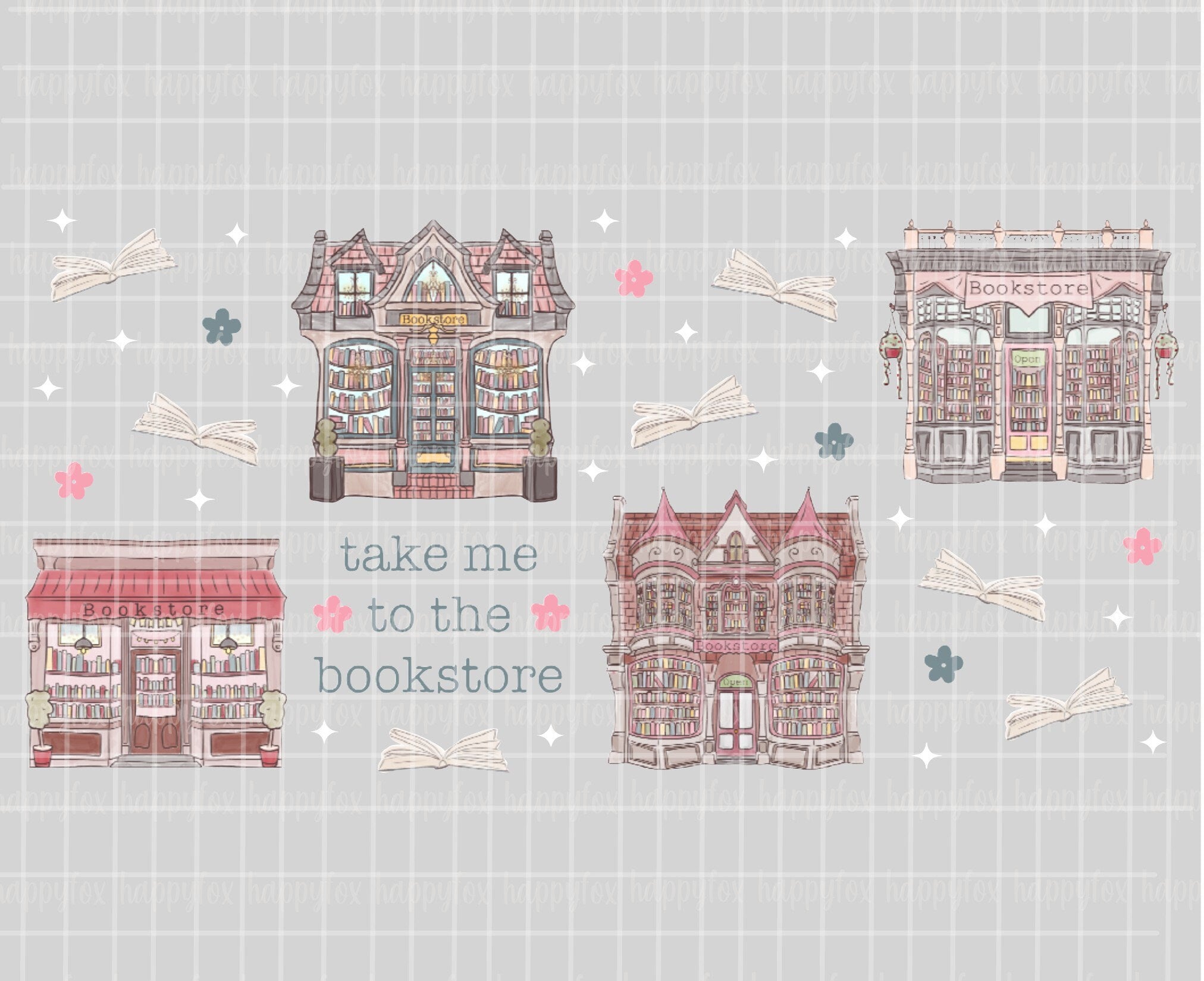 Digital Download 16oz Glass Can Wrap 300 DPI .PNG Bookstore UVDTF Sublimation Printed Vinyl Transparent 16oz Wrap Bookish Wrap Book Lover