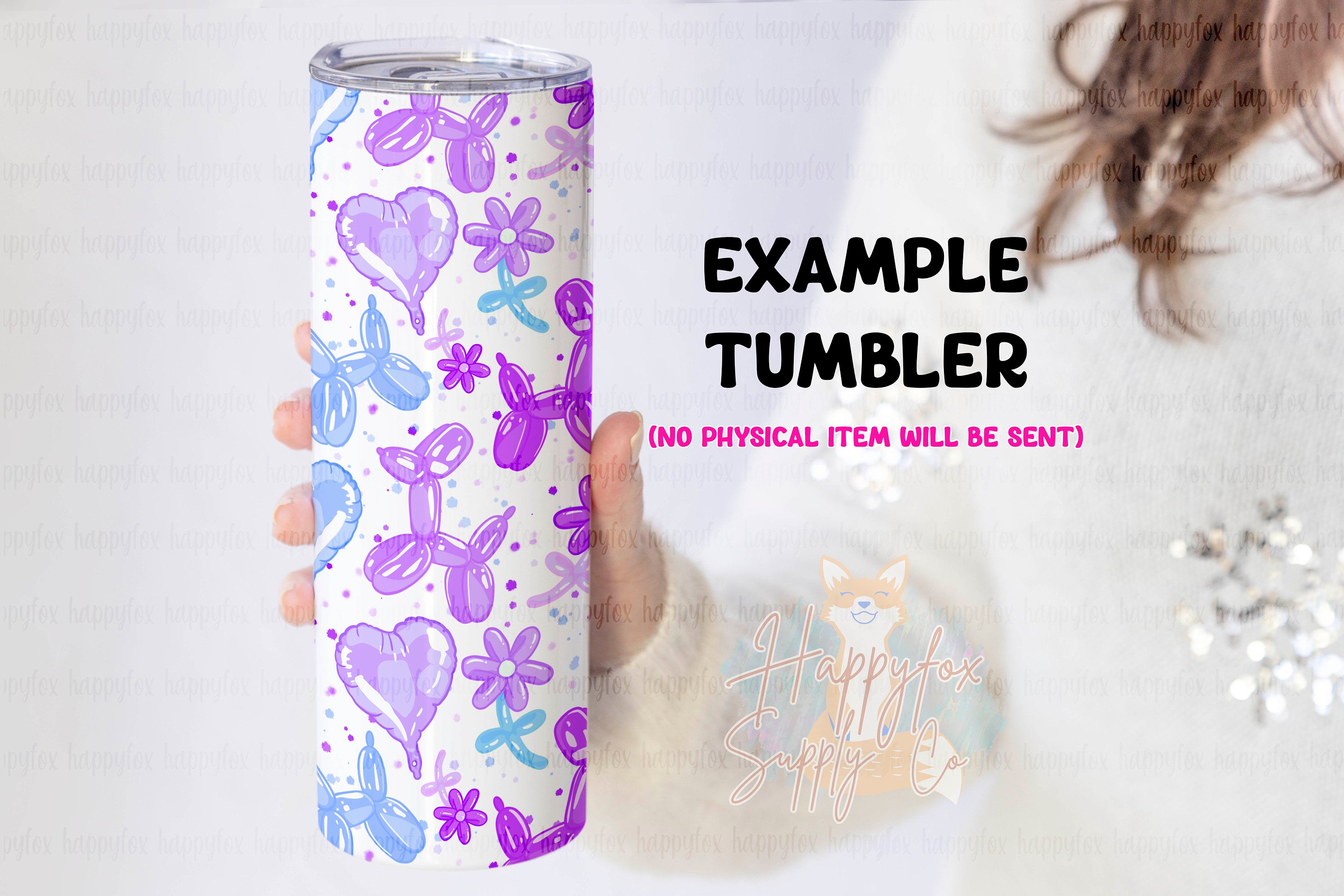 Digital File Balloon Animals Blue Tumbler Wrap JPG Files For Tumblers Seamless Wrap Tumbler Wrap | Digital Wrap Sublimation Valentine Kids