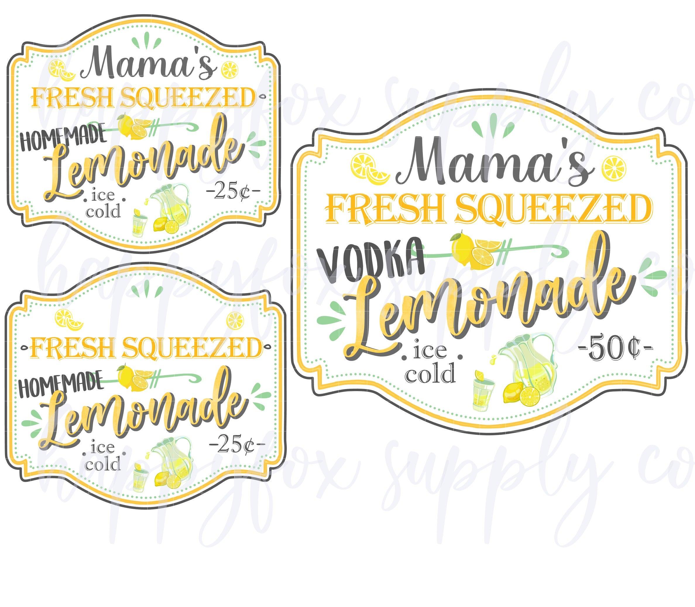 High Quality Customizable Lemonade Label PNG Wrap | Vodka | Pink | Lavender | Homemade | Waterslide | Sublimation | Printable Vinyl - Happyfox Supply Co
