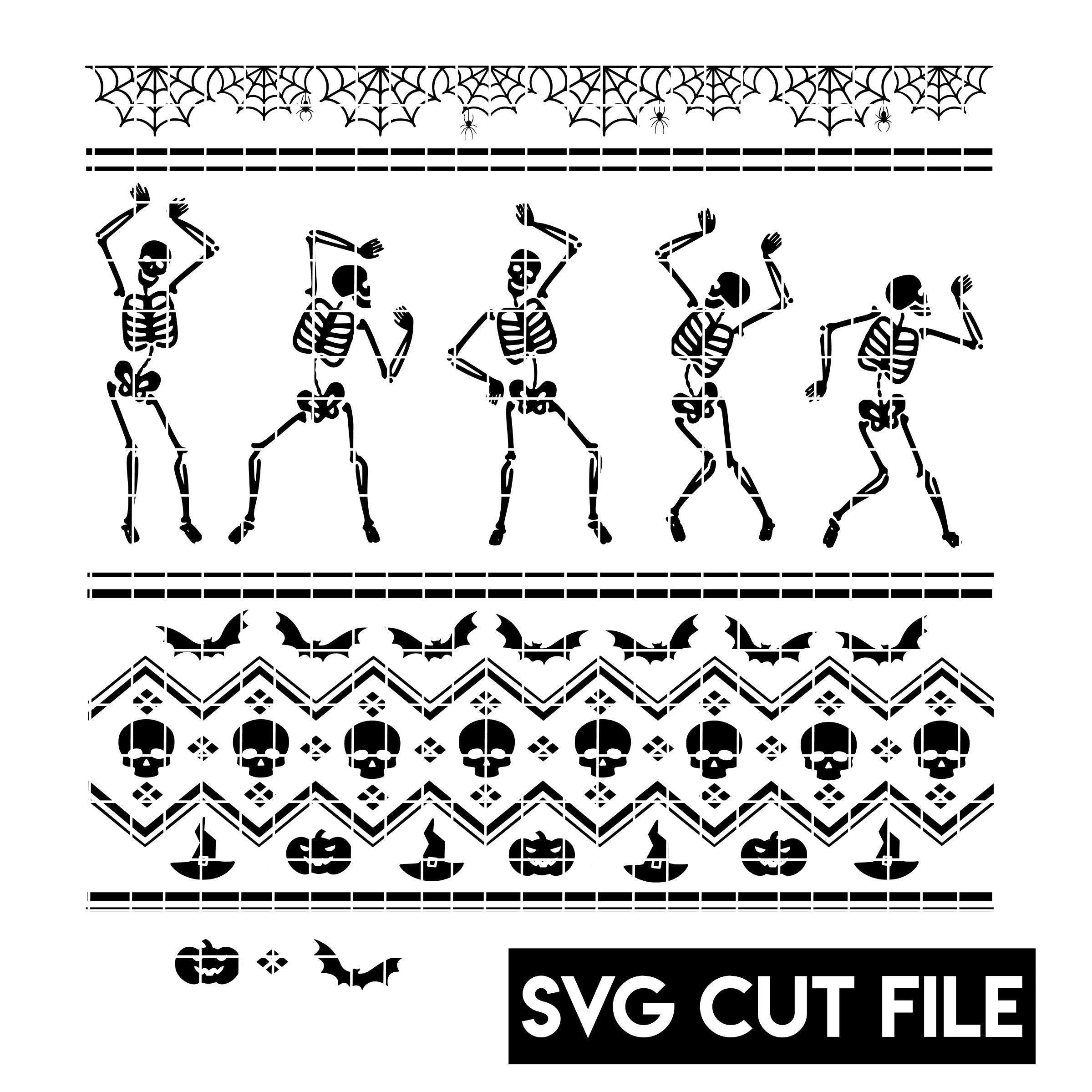 Halloween Sweater Full Wrap Cut Files SVG For Tumblers - Happyfox Supply Co