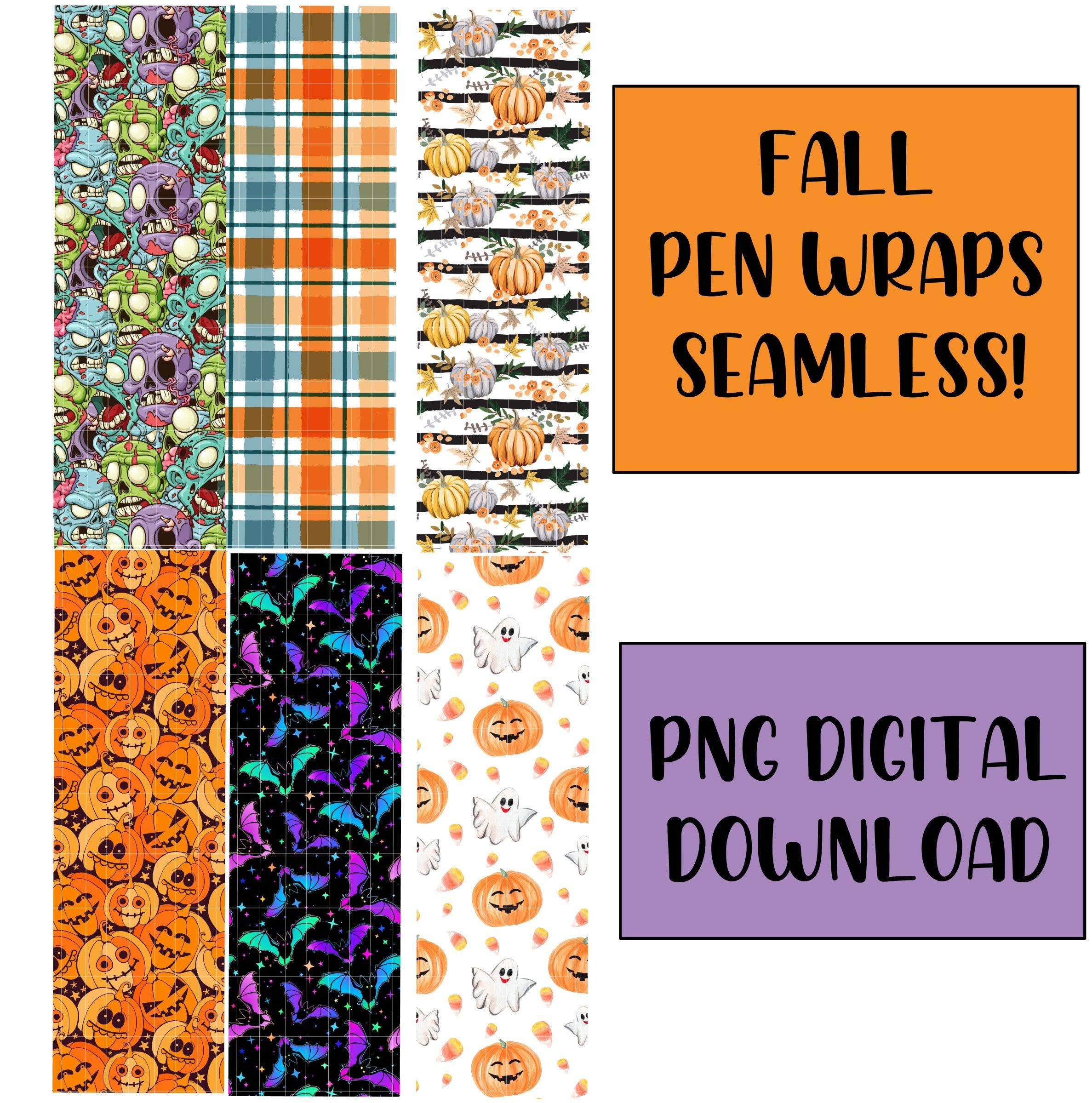 6 Pack High Quality Seamless Glitter Pen Digital Template Fall Halloween Waterslide Wrap Fully Customizable - Happyfox Supply Co