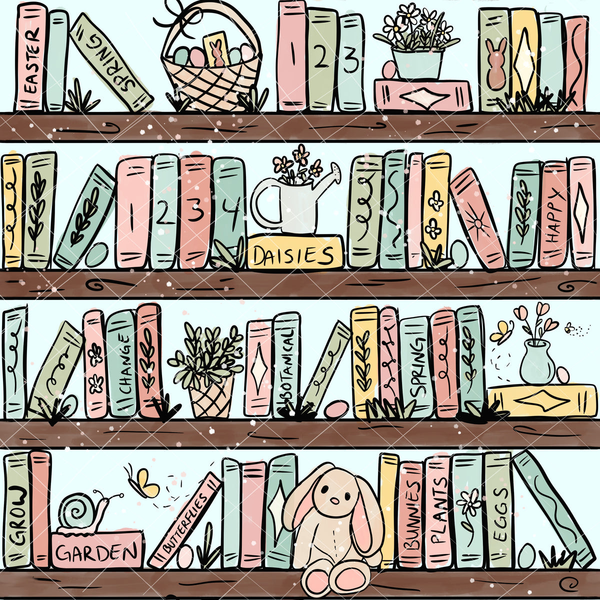 Spring Bookcase Spring Bookshelves High Quality Digital Seamless File | 300 DPI | .PNG ...