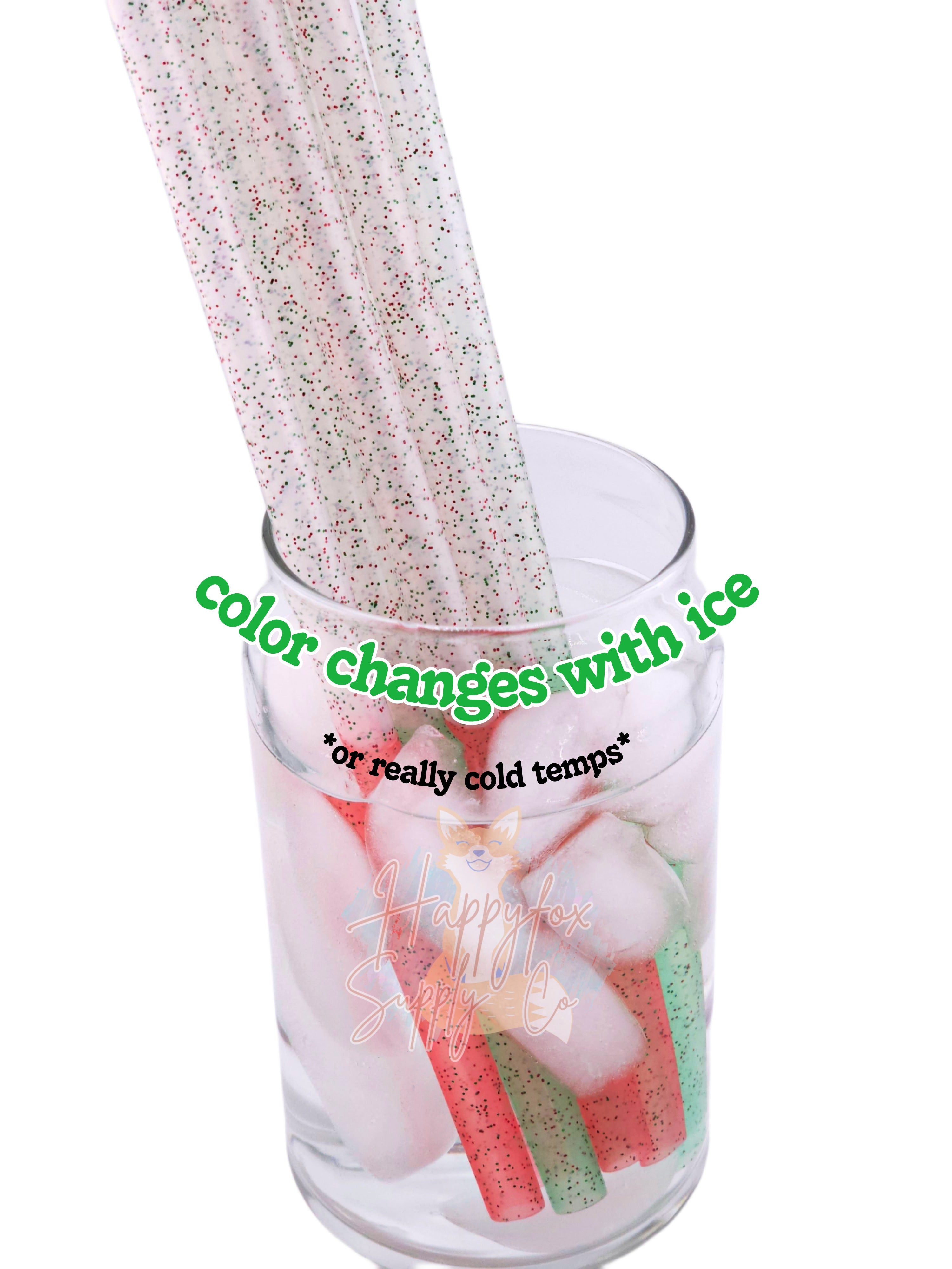 Holiday Stripe 12 Straws Christmas Reusable Straws 40oz Tumbler