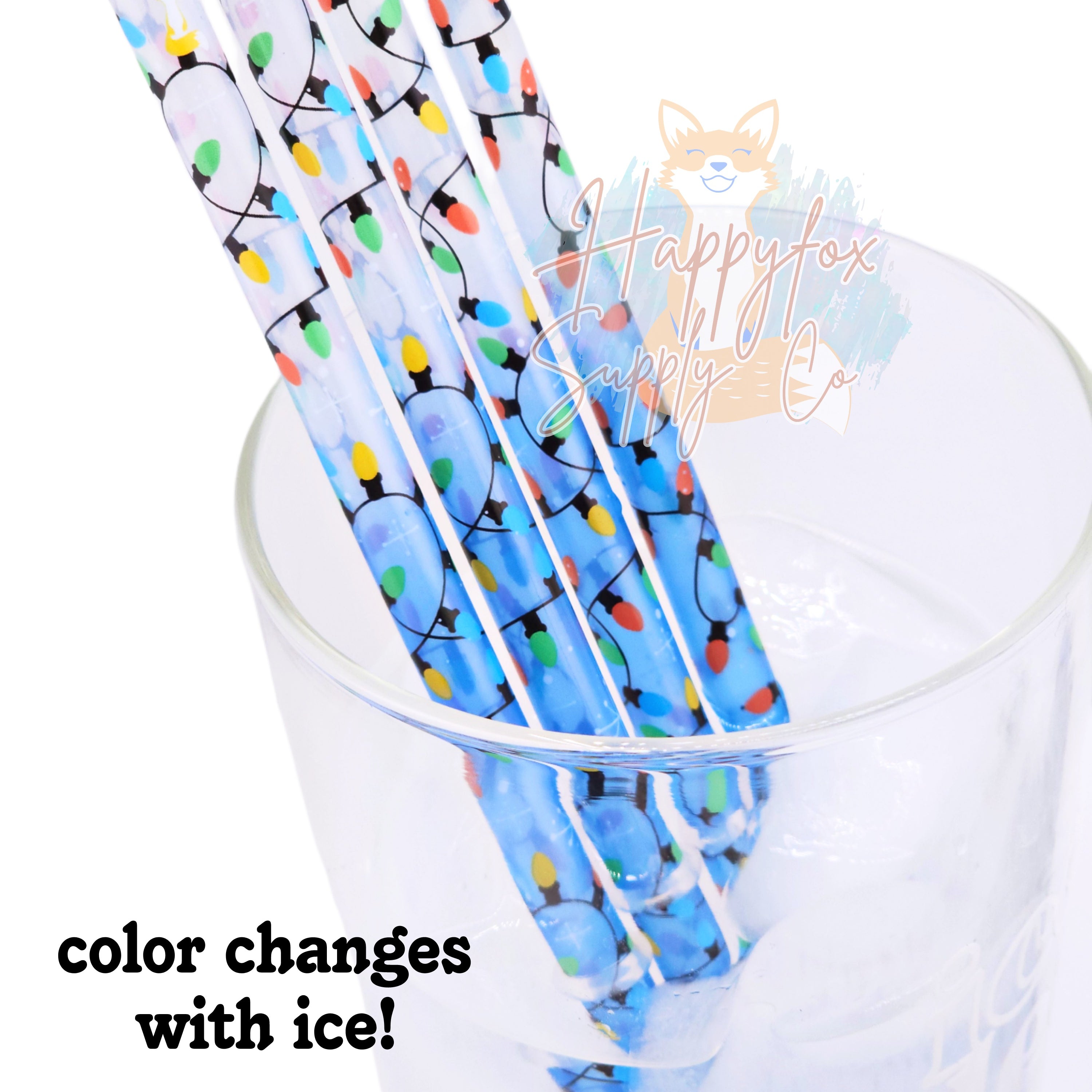 10" Holiday Lights Straws with color change option