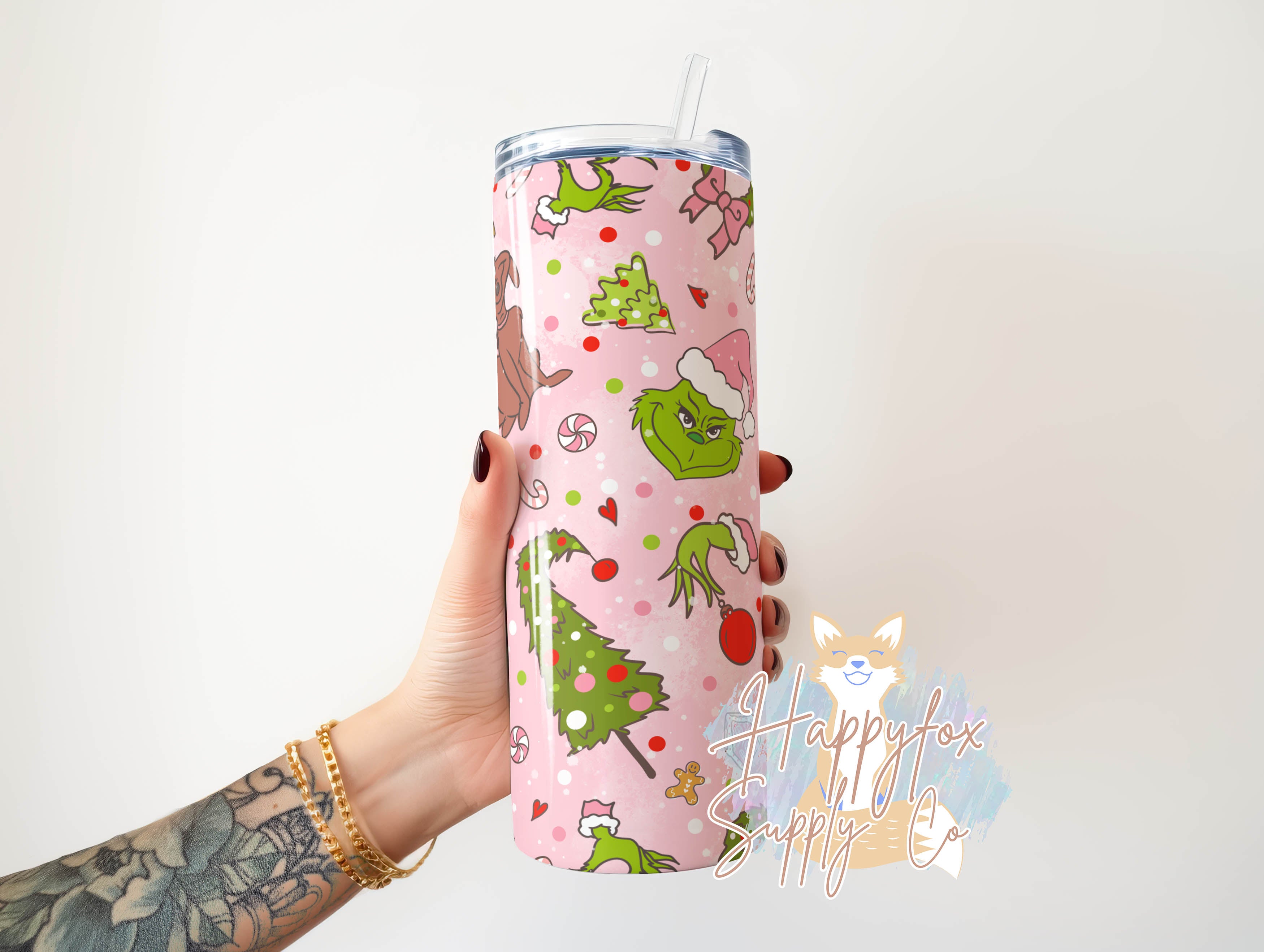 Personalized Tumbler - Mamasaurus With Green Tropical Pattern