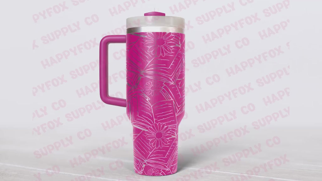 40oz Engraving SVG File for Lasers Laser Engraved Tumbler Wrap Hand Drawn Floral Books Lover Bookish Flowers Daisies Spring SVG Tumbler Wrap