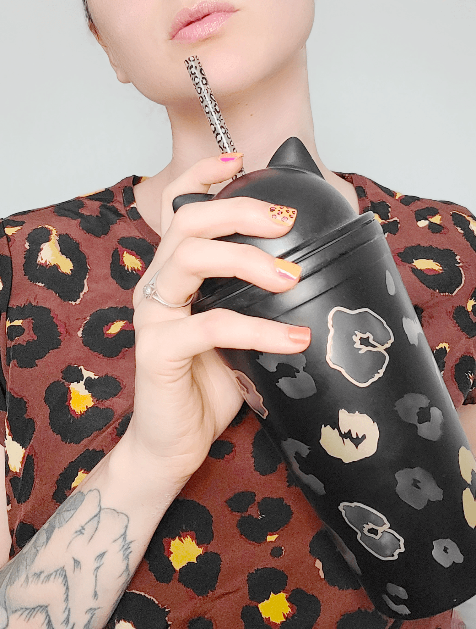 10" Reusable Plastic  Original Leopard Straws - Happyfox Supply Co